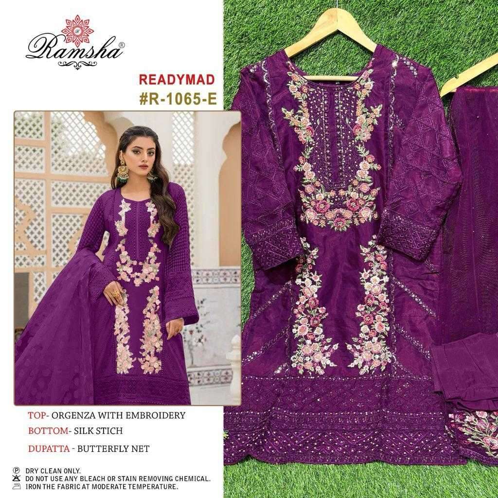 ramsha R-1065 dark chart organza embroidery suit 