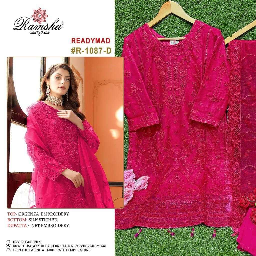 ramsha R-1087 nx organza embroidery suit 