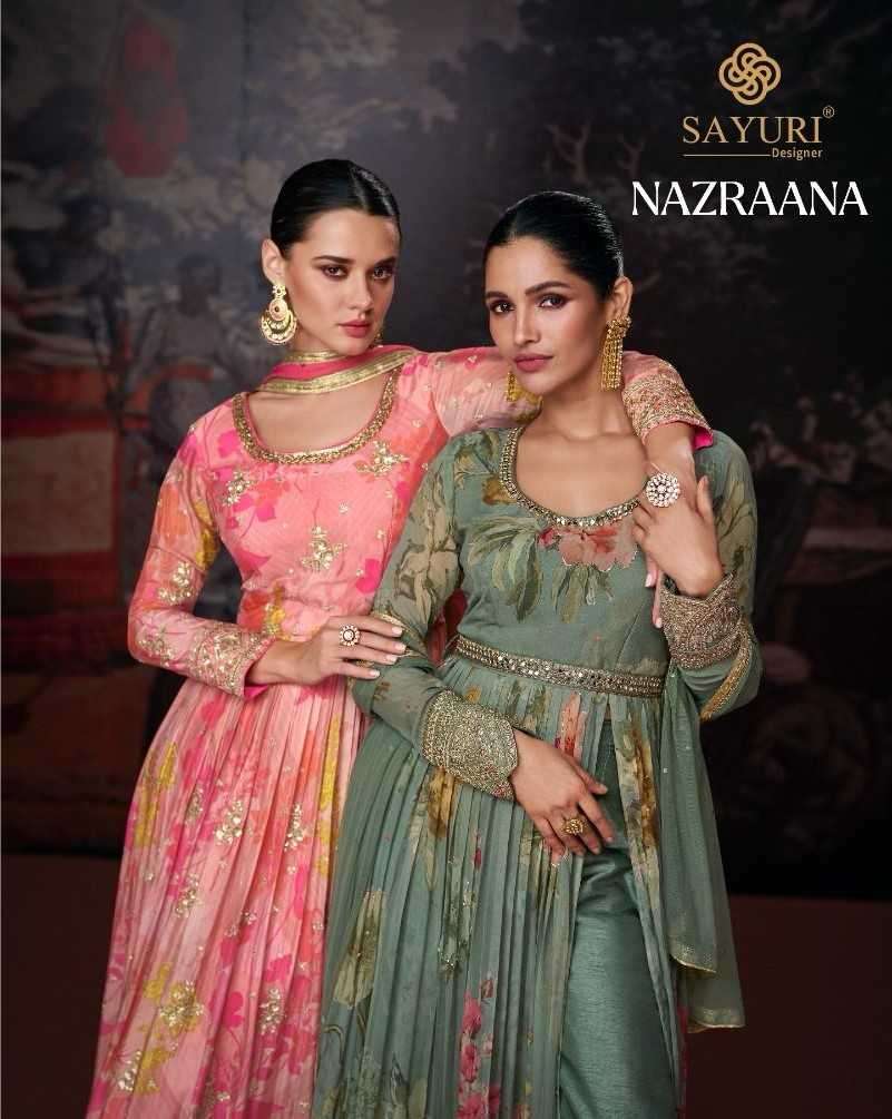 sayuri nazraana series 5366-5369 real georgette gown with dupatta