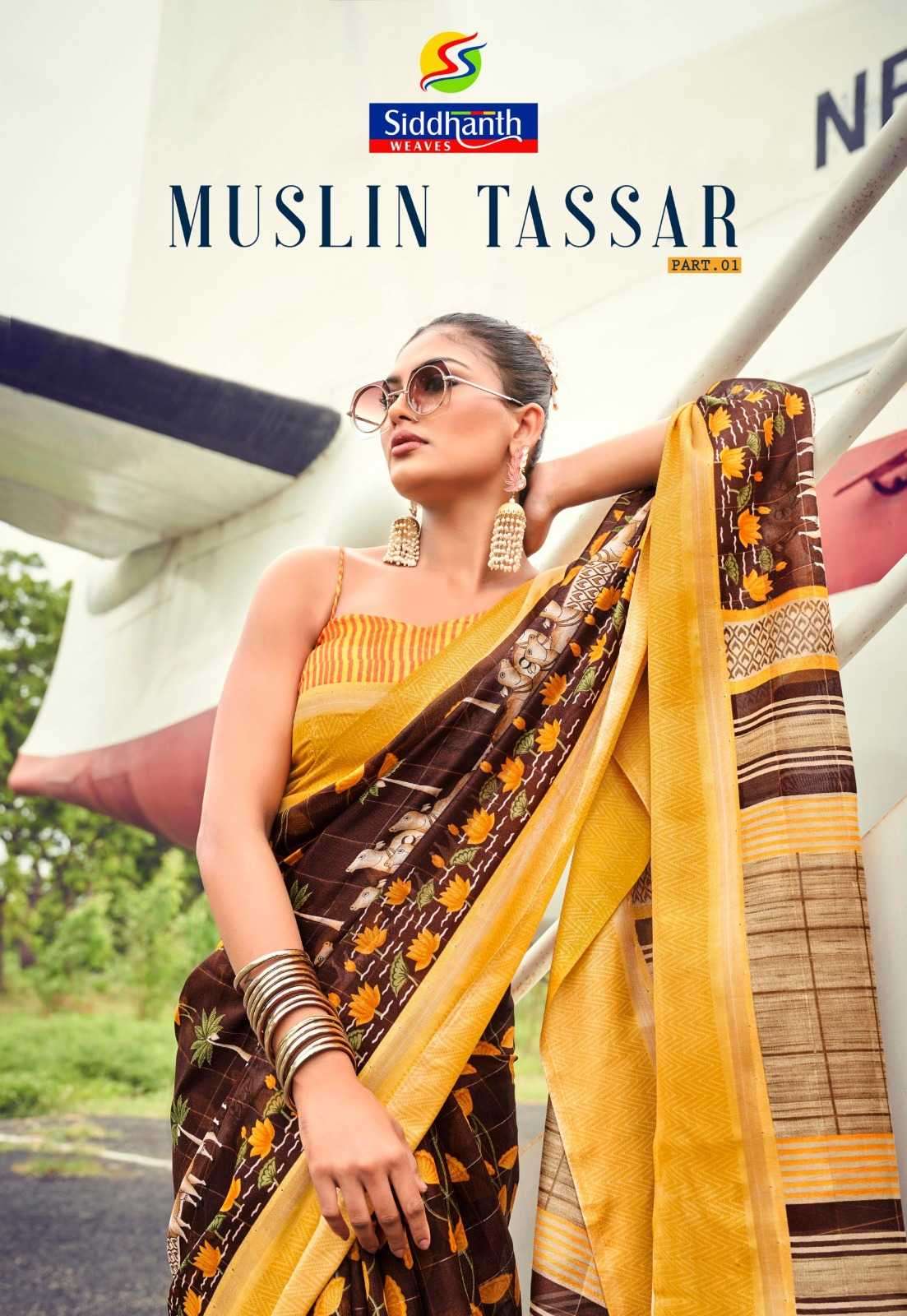 siddhanth weaves muslin tassar series 77001-77008 cotton saree