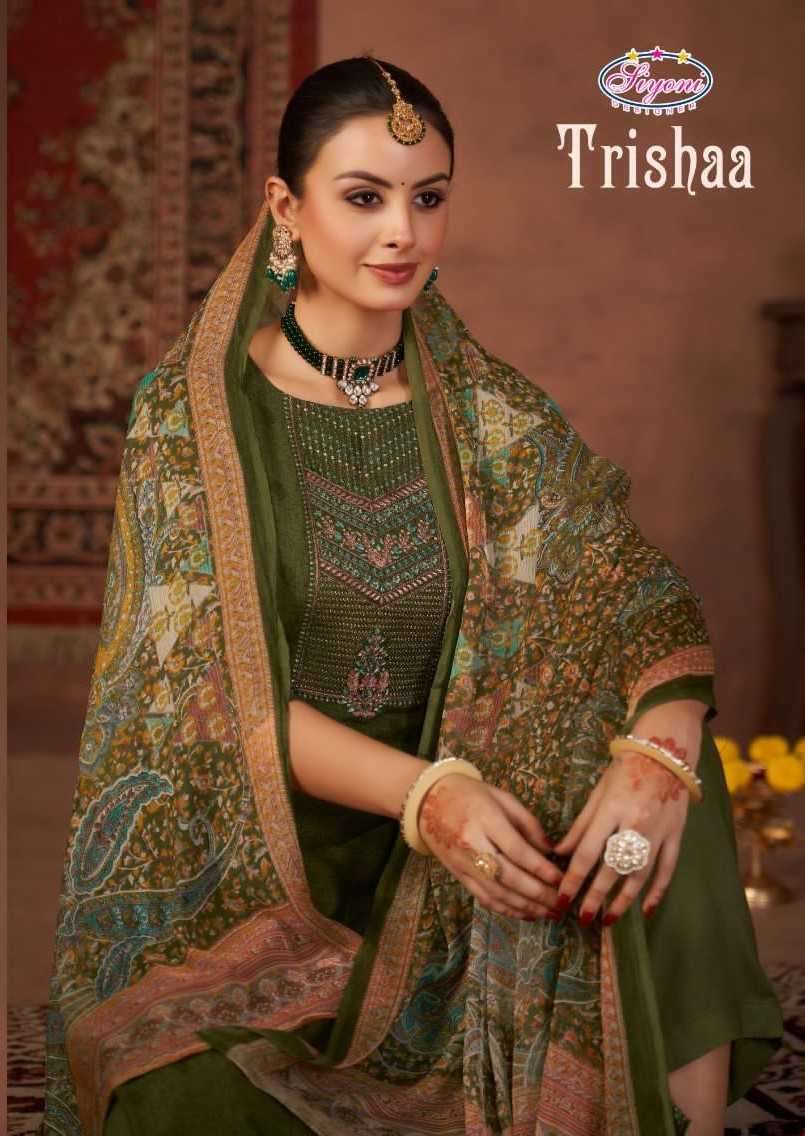 siyoni designer trishaa series 66001-66008 premium pashmina suit 