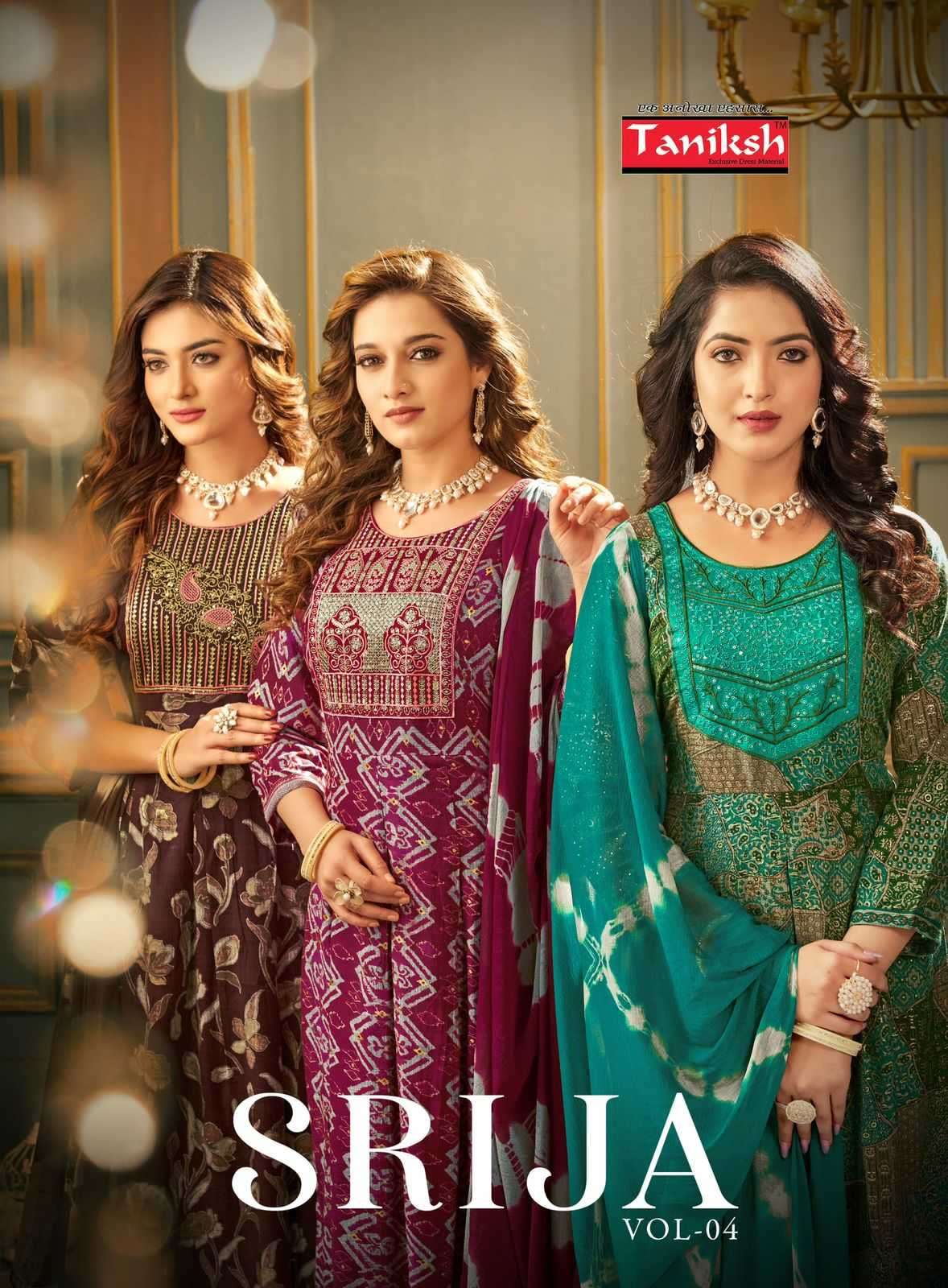 taniksh srija vol 4 series 4001-4008 rayon print suit 