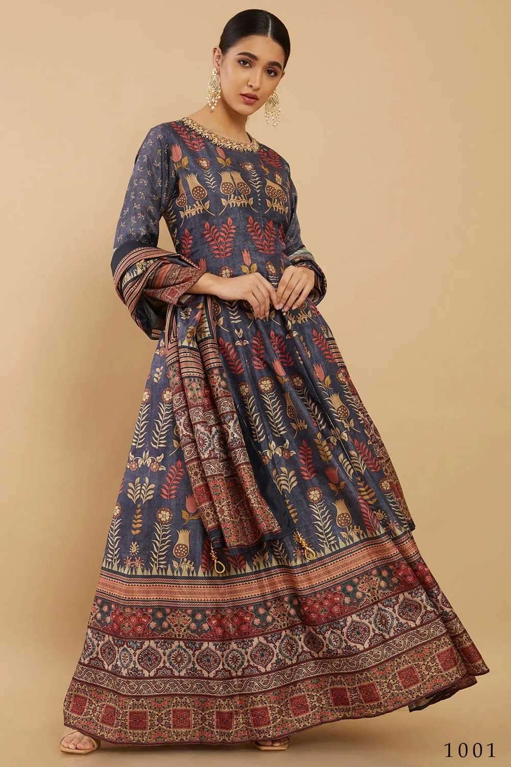 tejasvee kalishta series 1001-1004 Soft Dola Silk gown with dupatta