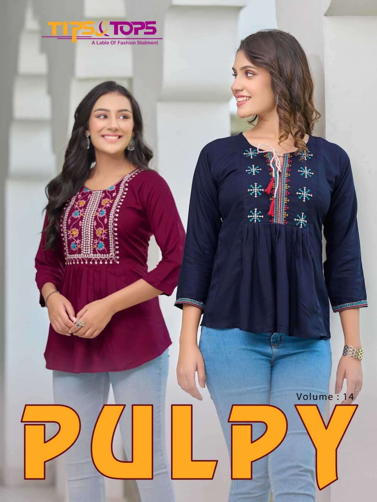 tips and tops pulpy vol 14 series 1401-1409 Heavy Reyon Slub kurti