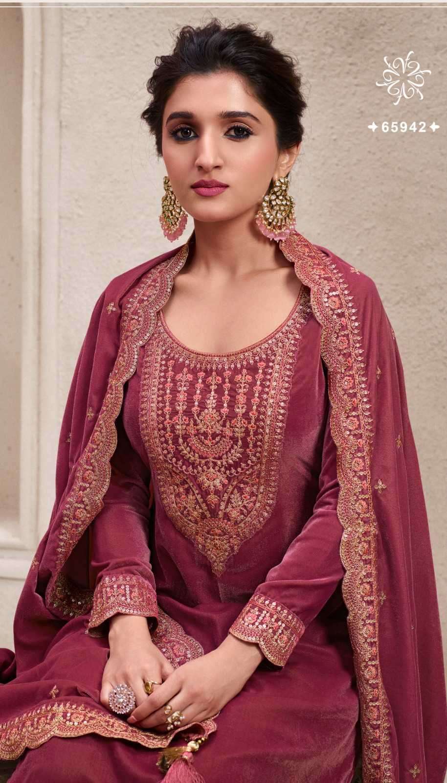 vinay fashion kervin velvet embroidery vol 2 series 65941-65946 velvet suit 