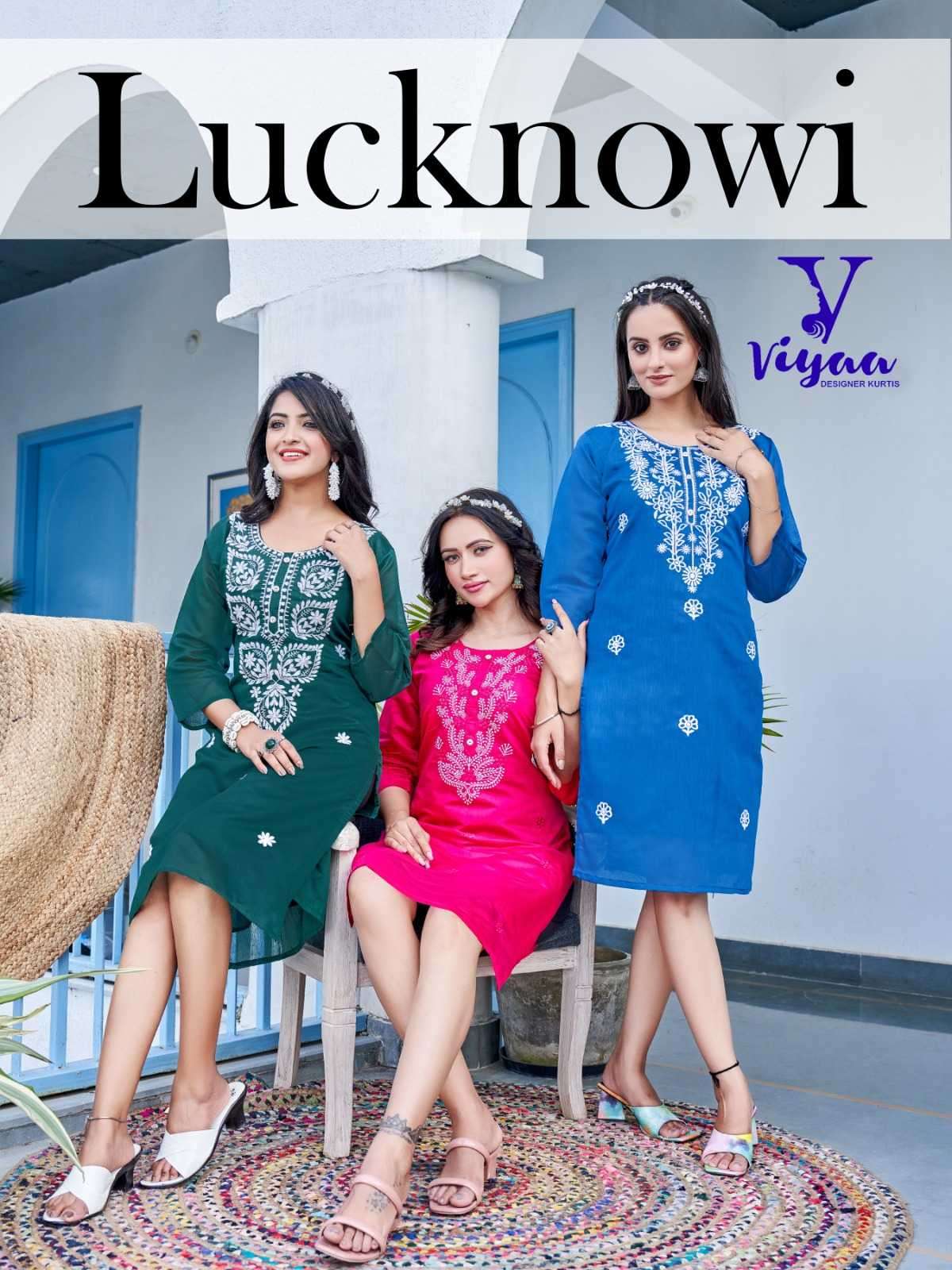 viyaa designer lucknowi vol 1 series 1001-1008 pure modal chanderi kurti 