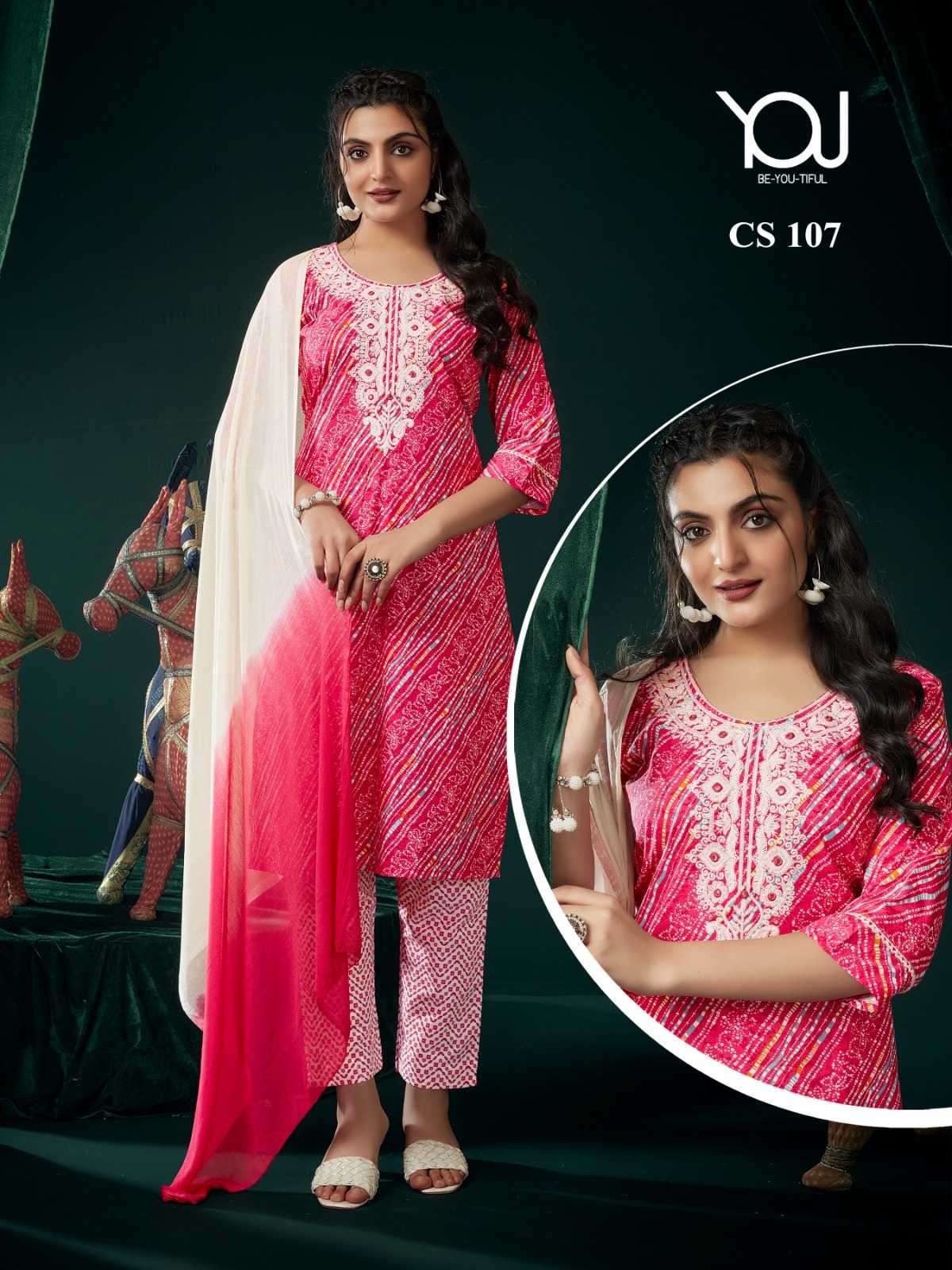 wanna you cs 105-107 Cotton Kurti With Pant Chhifon Dupatta