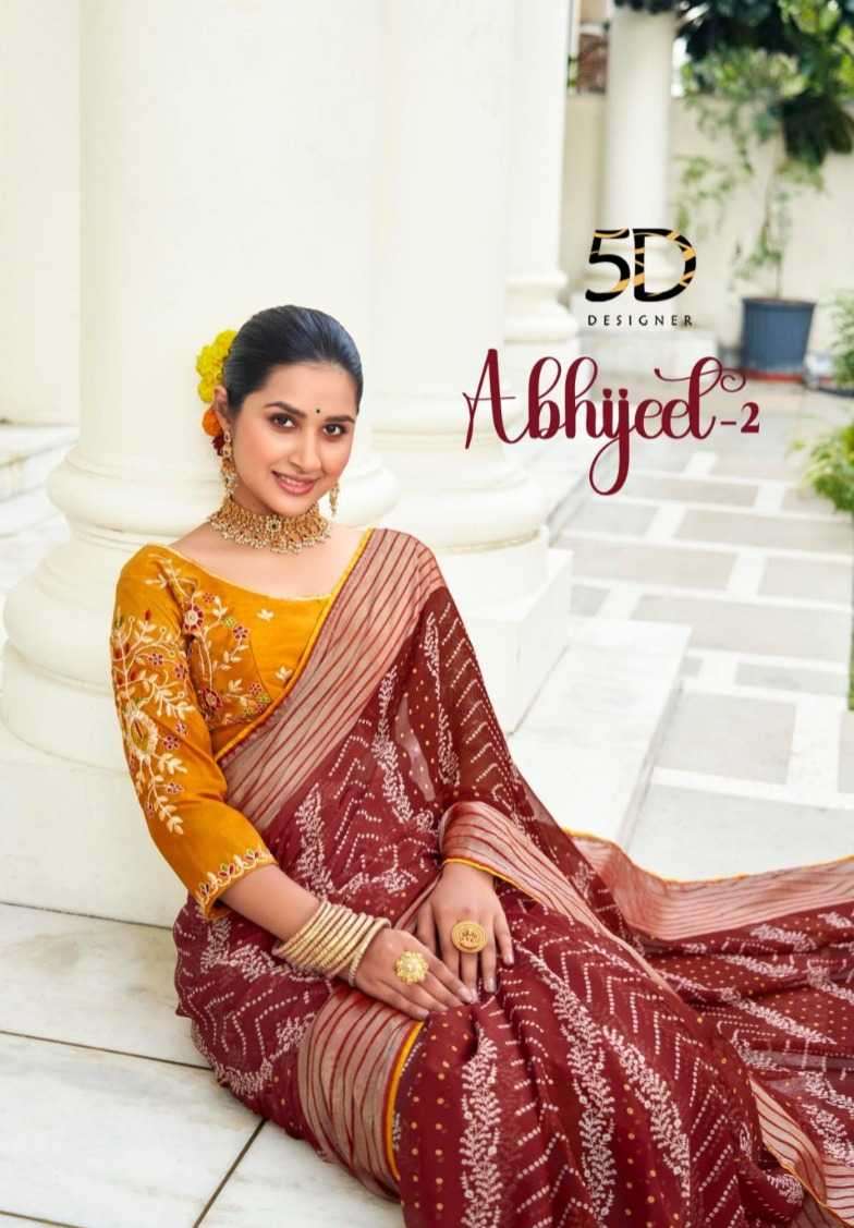 5d designer abhijeet vol 2 series 5033-5040 chiffon saree