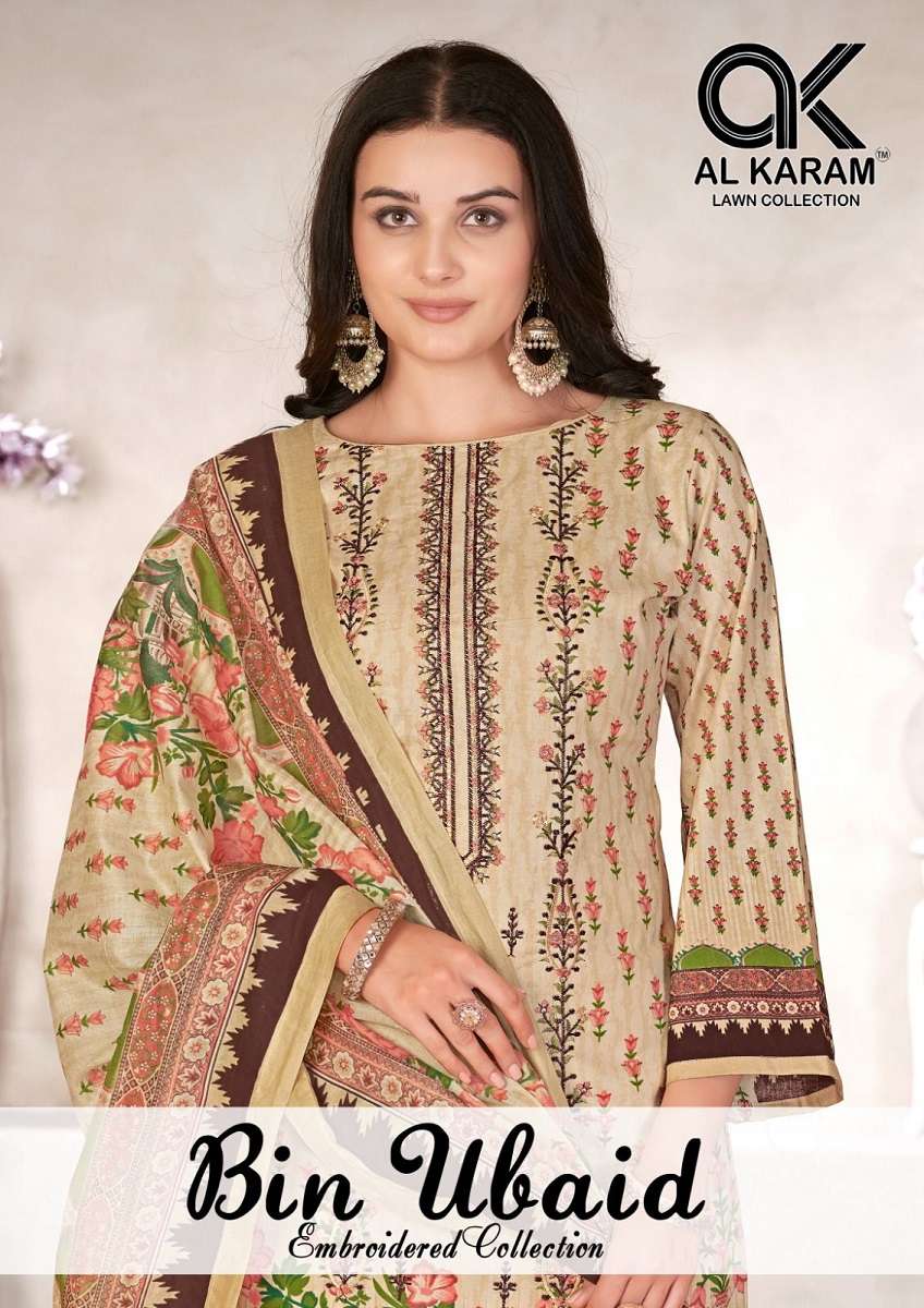 Alkaram Bin Ubaid series 1001-1006 Cambric Cotton suit