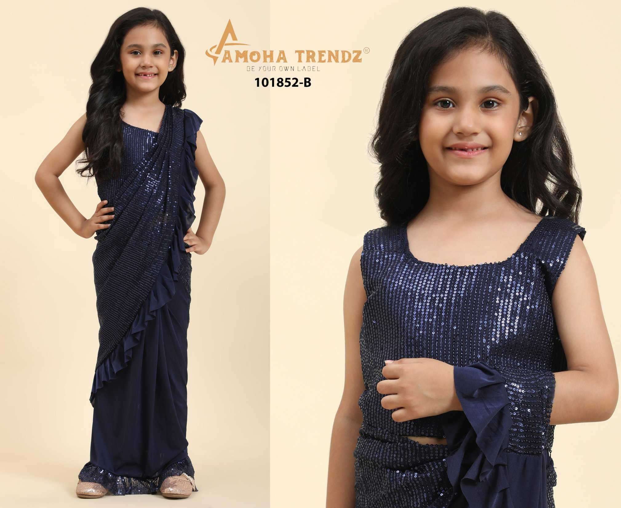 amoha trendz k101852 fancy kids wear readymade sarees