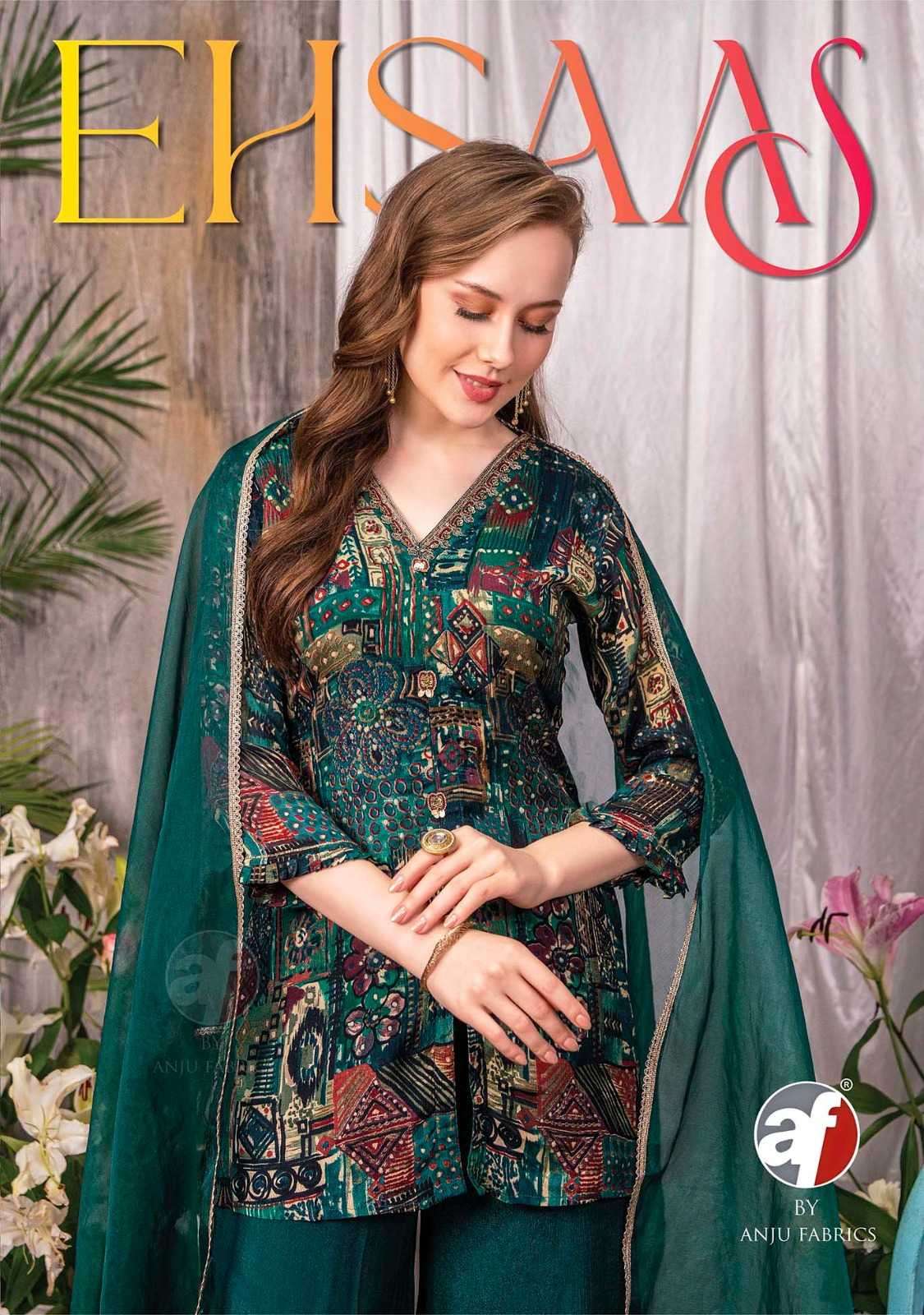 anju fab ehsaas series 3381-3383 pure chinon suit 
