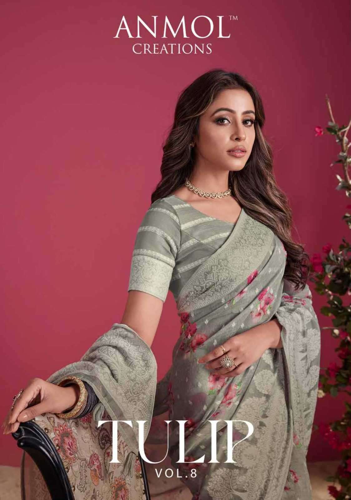 anmol creation tulip vol 8 series 801-810 silk digital print saree