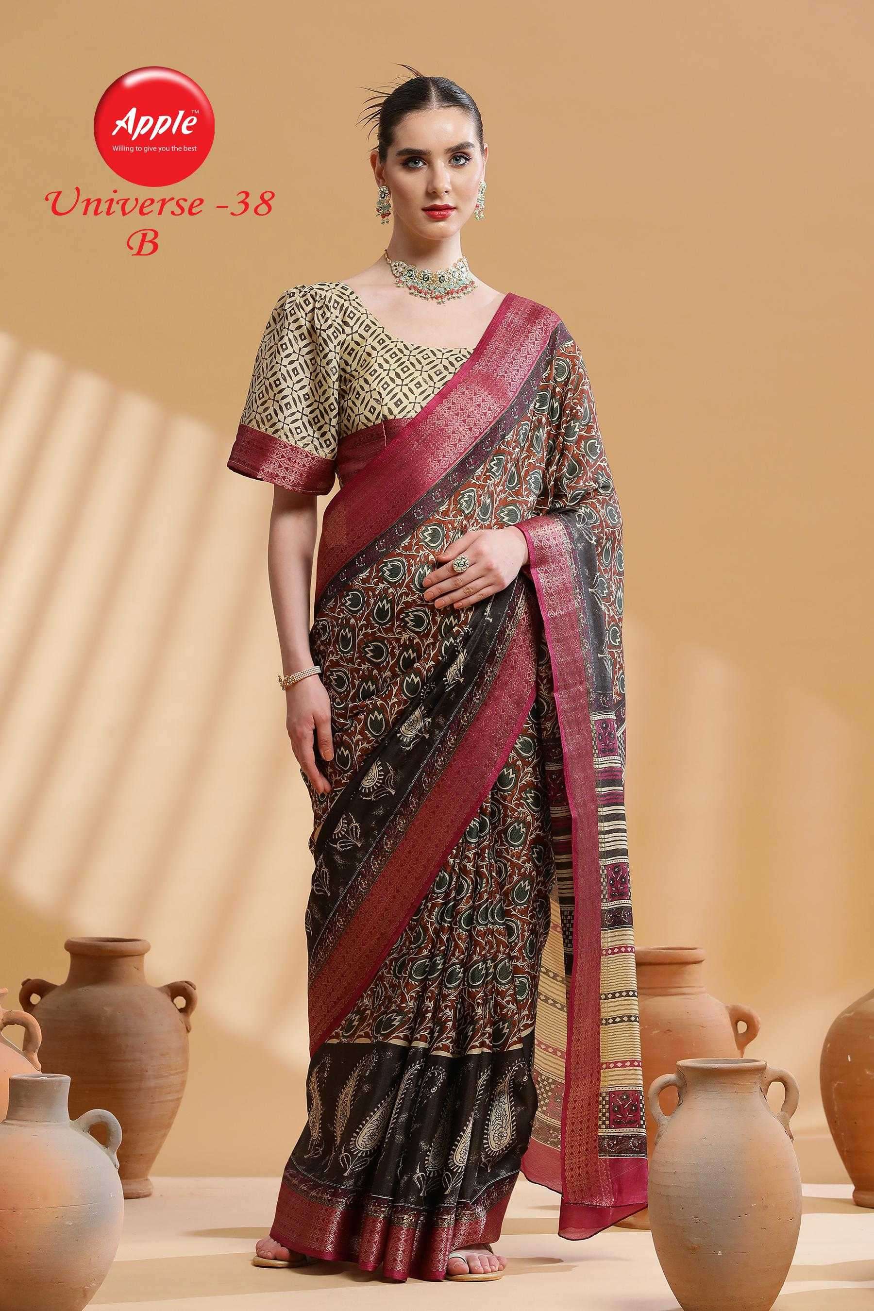 apple universe 38 fancy dola jacquard sarees