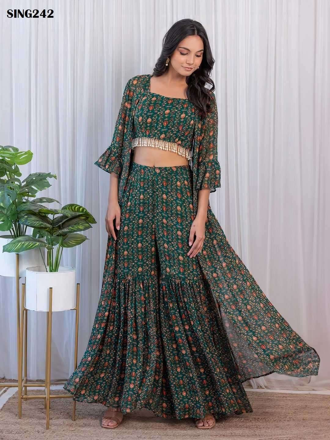 arya designs sing242 readymade sharara kurti dupatta shrug western wear 