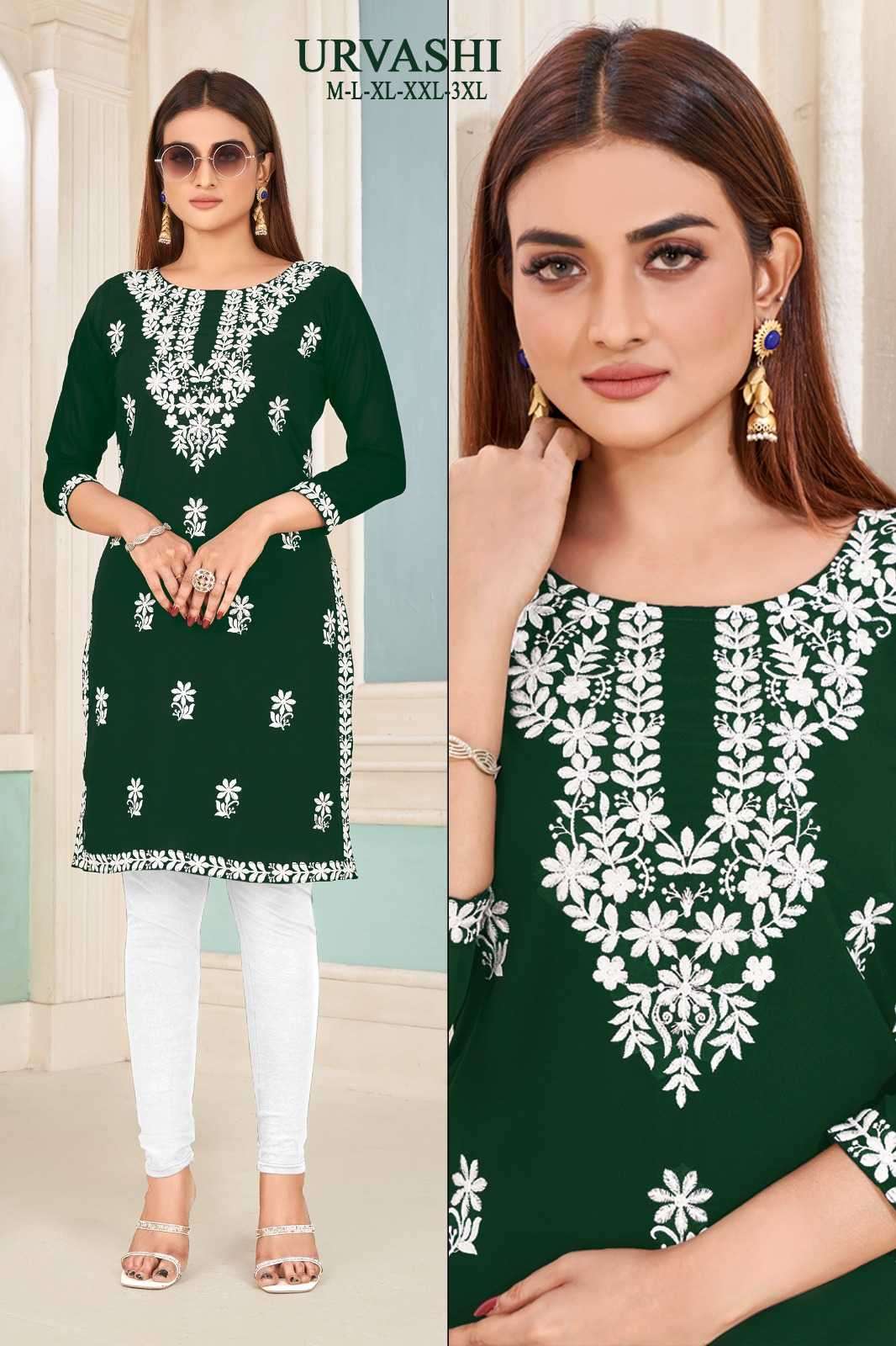 banwery urvashi series 1001-1010 faux georgette kurti 