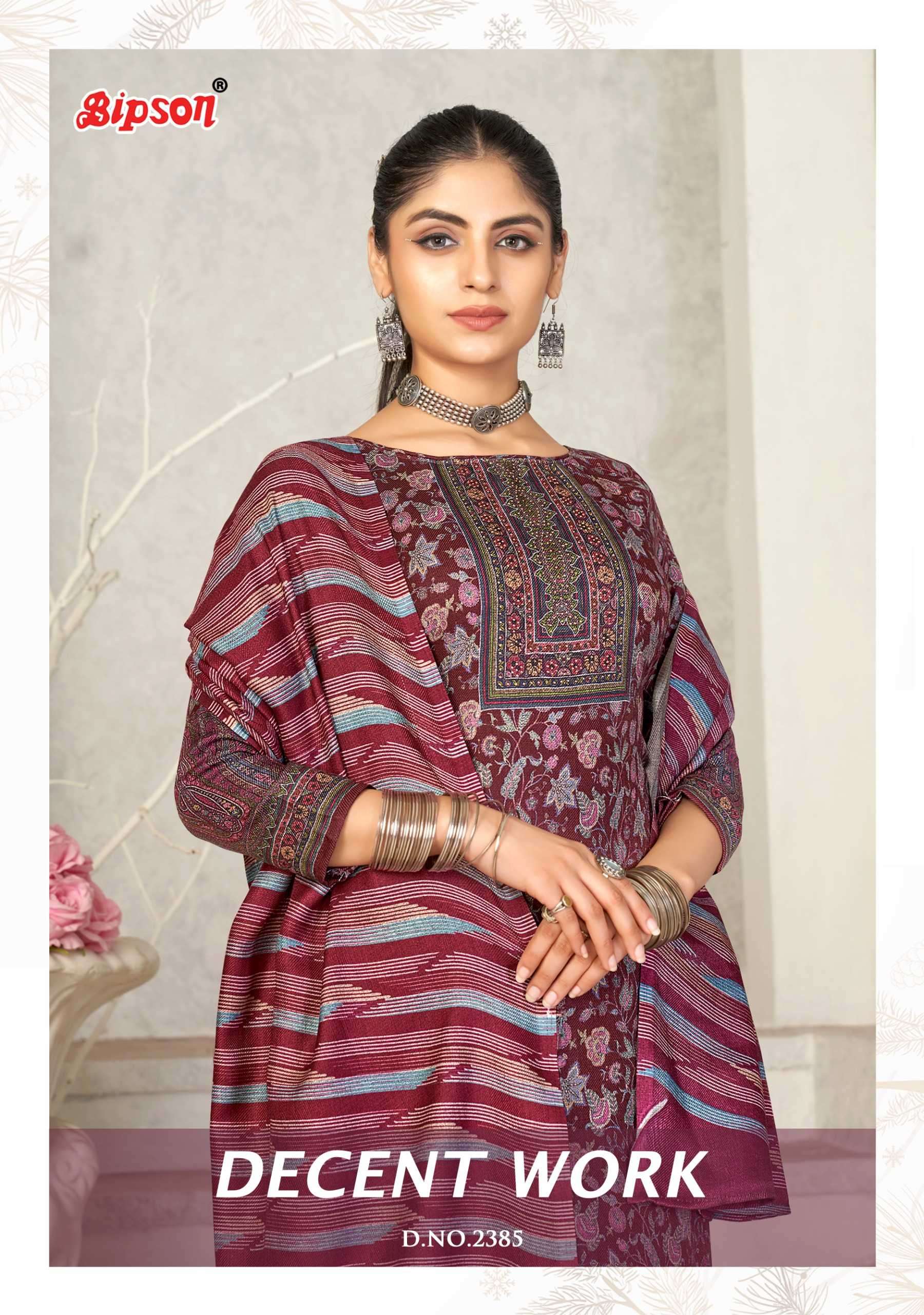 bipson decent work 2385 pure viscose pashmina suit