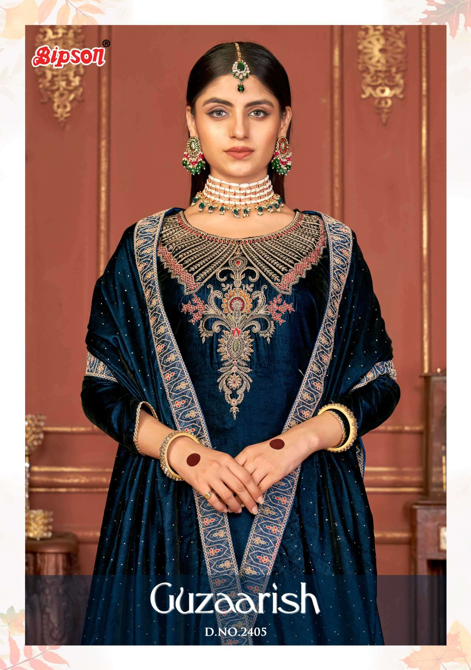 bipson guzaarish 2404-2405 pure viscose velvet suit 
