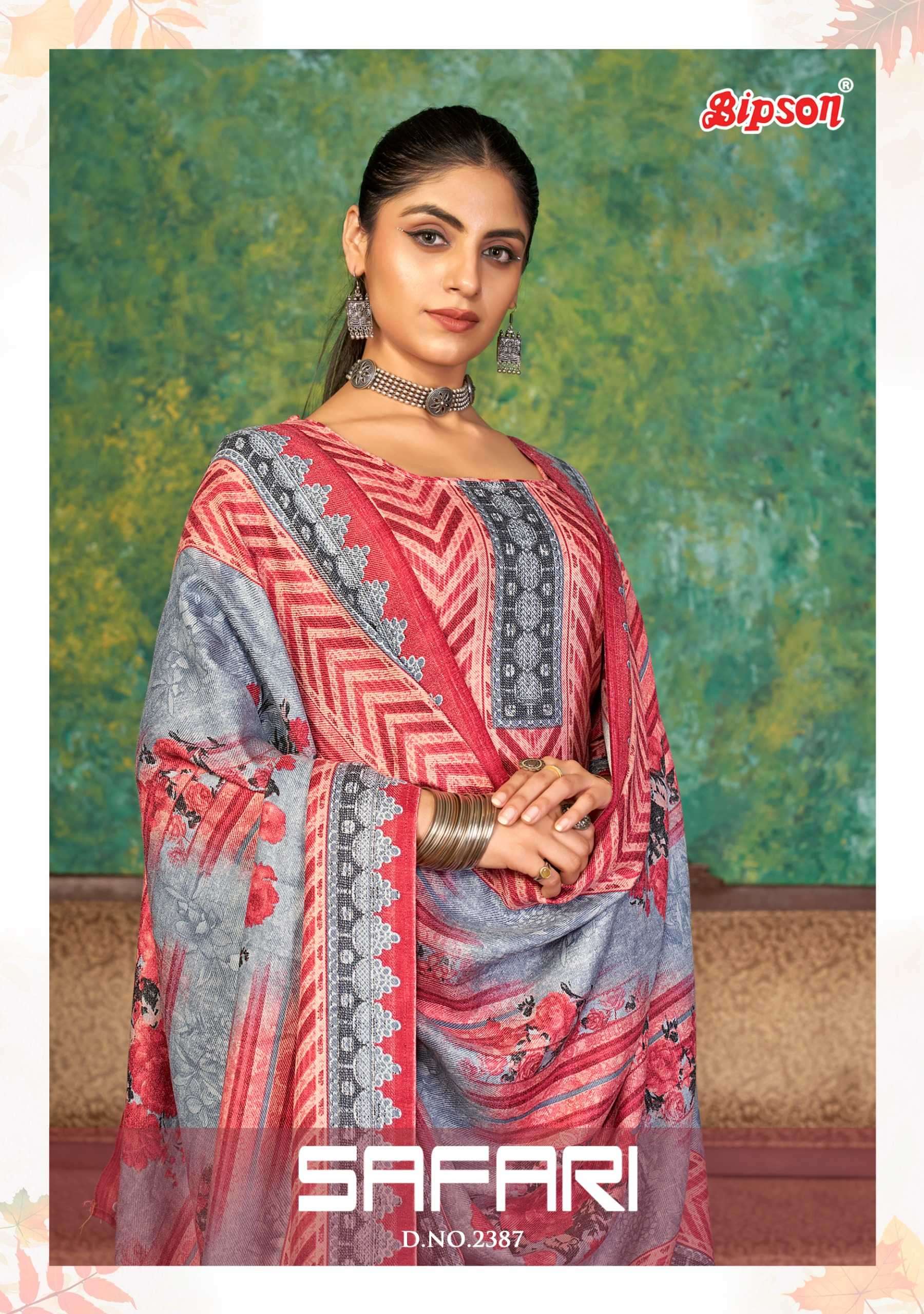 bipson safari 2387-2388 Pure Woollen Safari Pashmina Print suit 