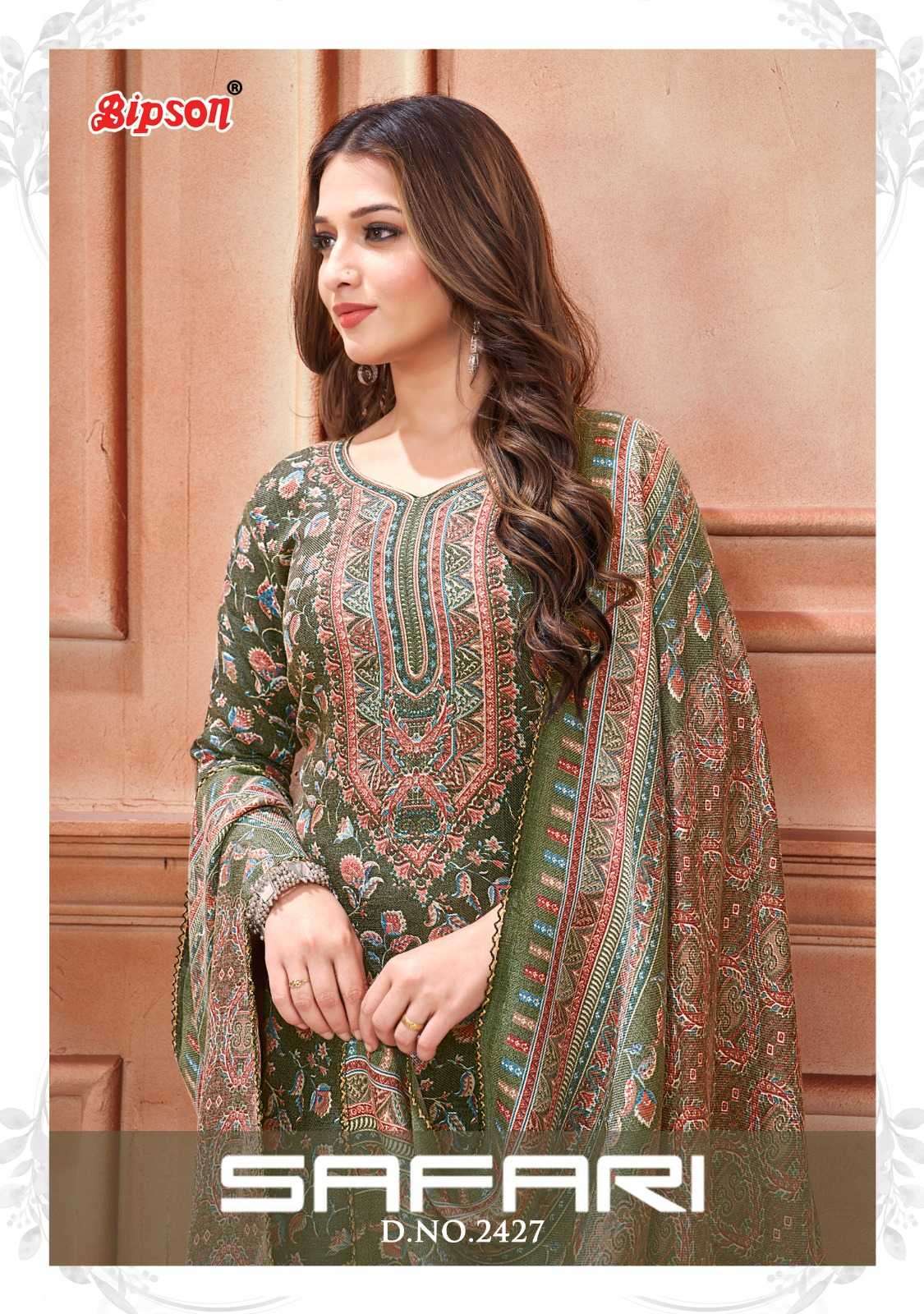 bipson safari 2427-2428 Pure Woollen Safari Pashmina Print suit