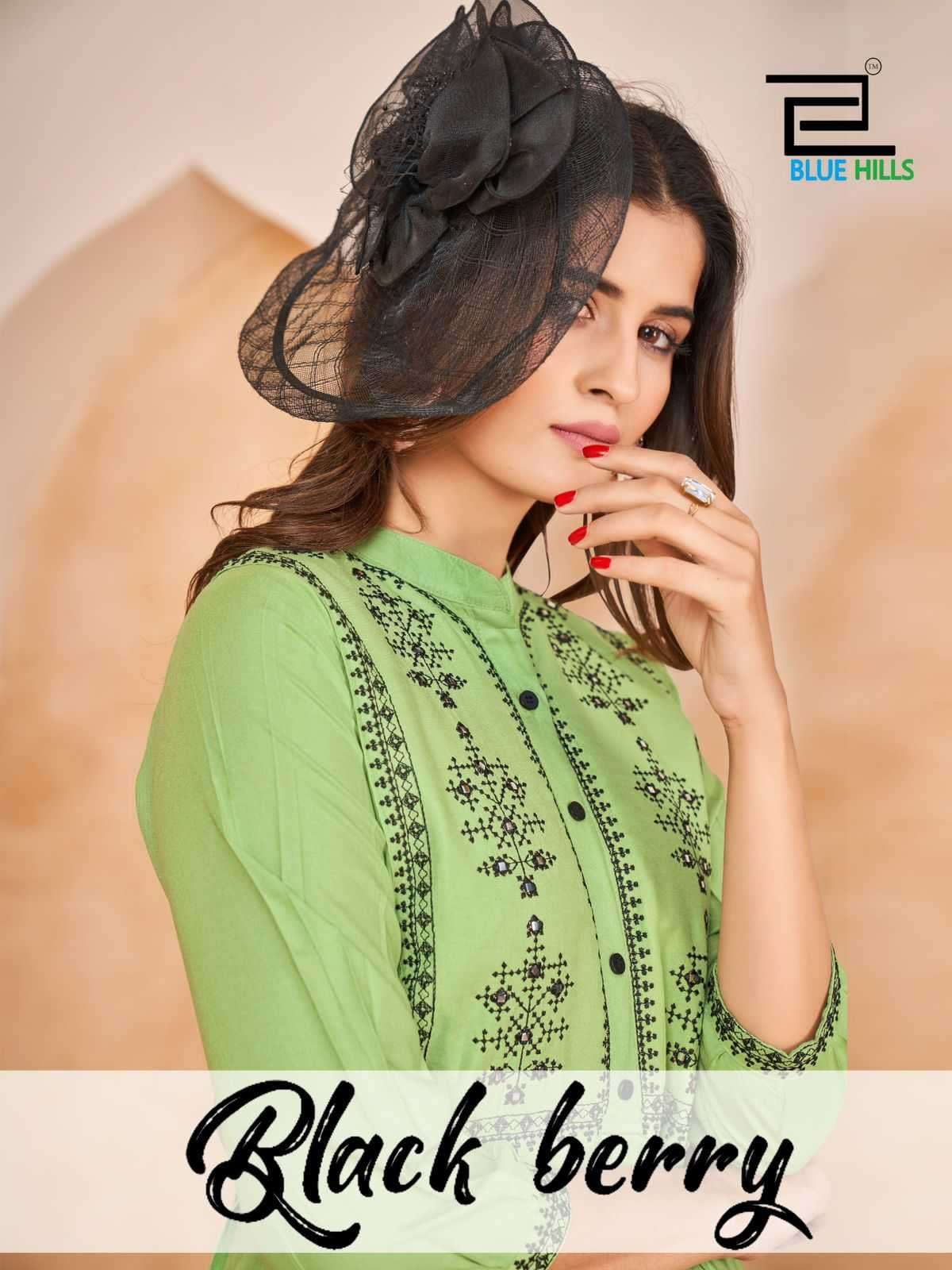 blue hills black berry series 1001-1008 14 kg heavy rayon kurti 