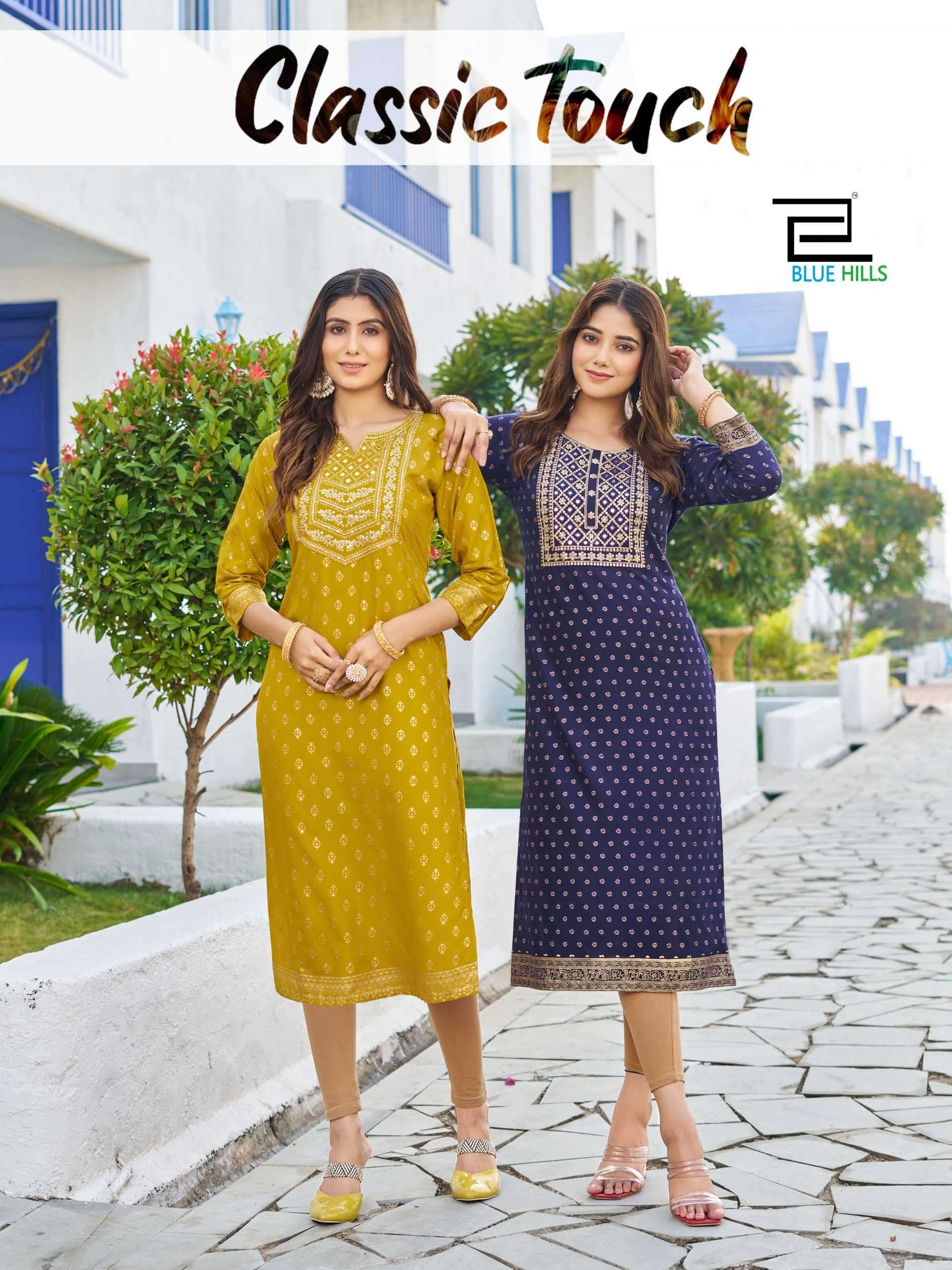 blue hills classic touch series 1001-1008 14 kg rayon kurti 