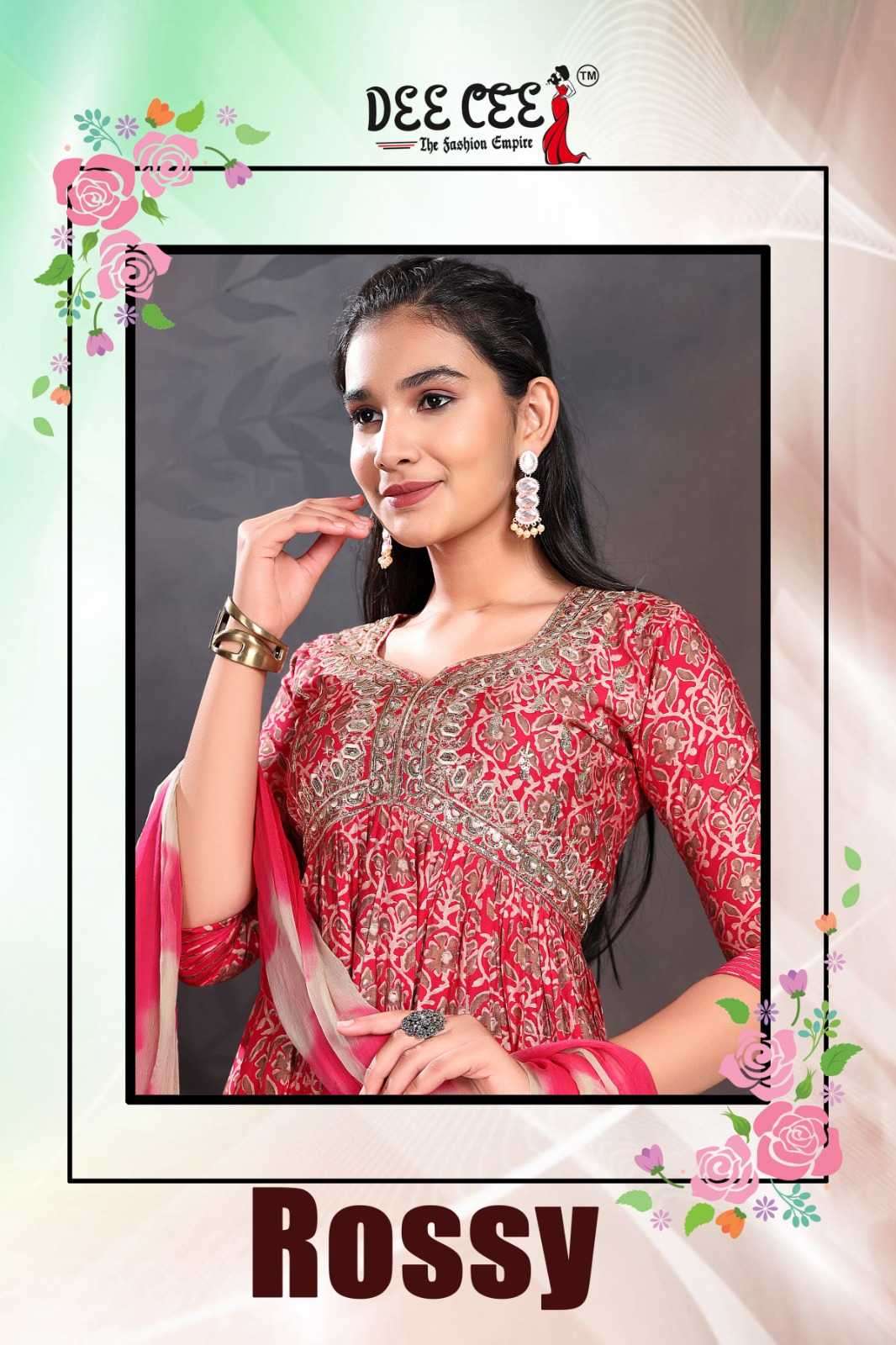 dee cee rossy series 101-106 modal chanderi print suit 