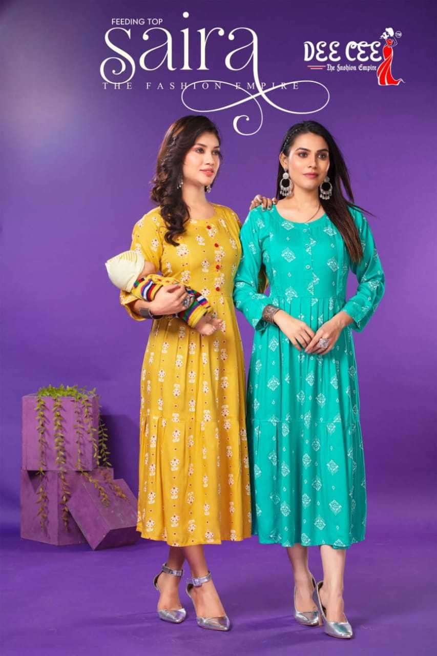 dee cee saira series 101-106 heavy rayon kurti 