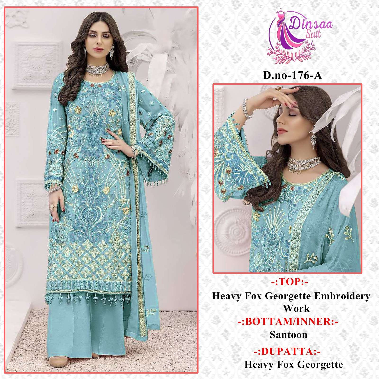 dinsaa suit DS-176 designer faux georgette suit 