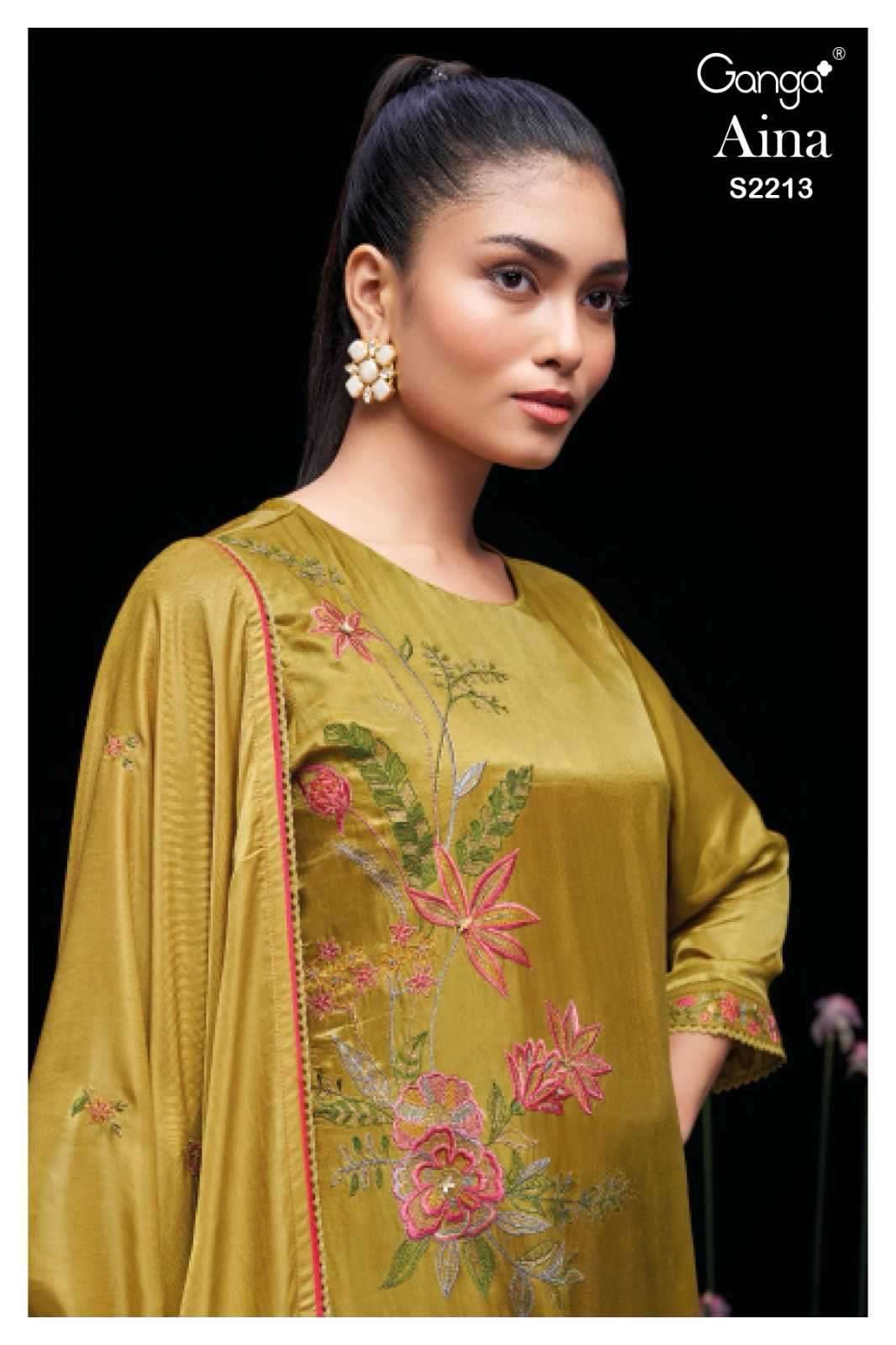 ganga aina 2213 premium pure gazi silk suit 