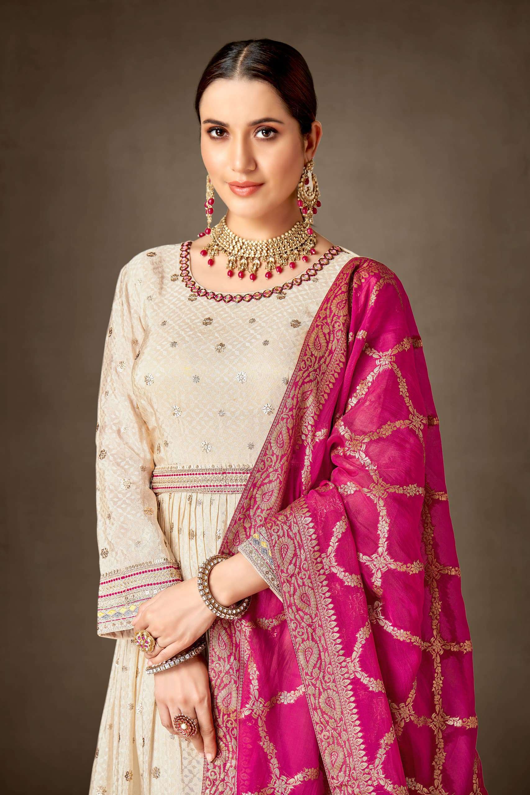 gulzar uman designer pure viscose tissue silk suit 