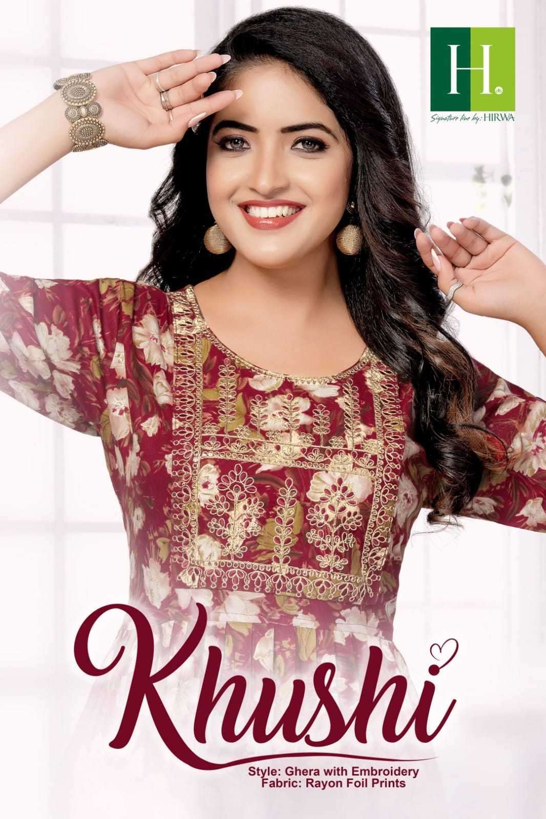 hirwa khushi series 101-106 Heavy Rayon Foil Prints kurti