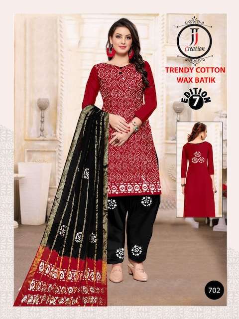 JJ Trendy Cotton Wax Batik Vol-7 series 7001-7010 Heavy Cotton suit