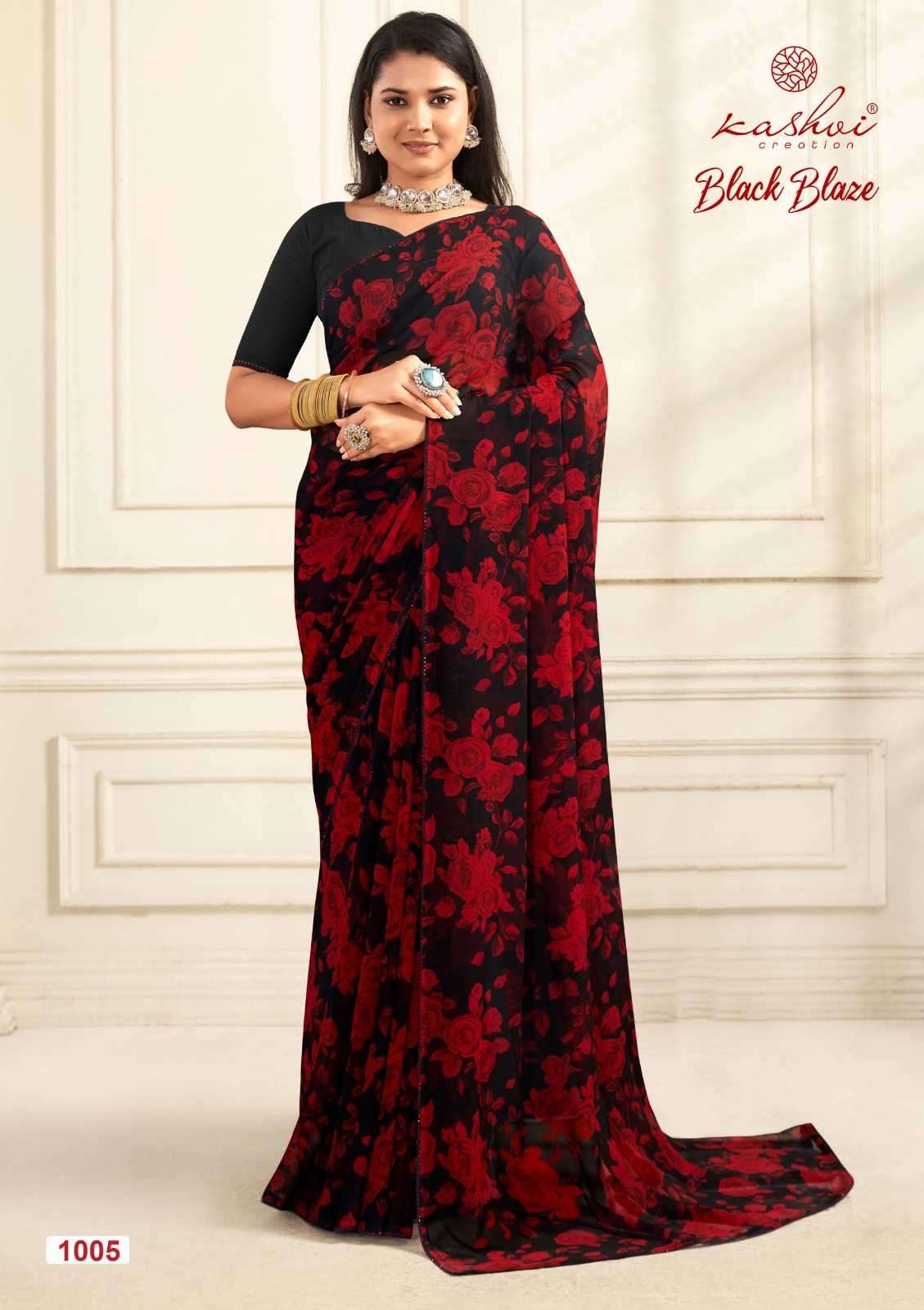 kashvi creation black blaze series 1001-1008 georgette saree