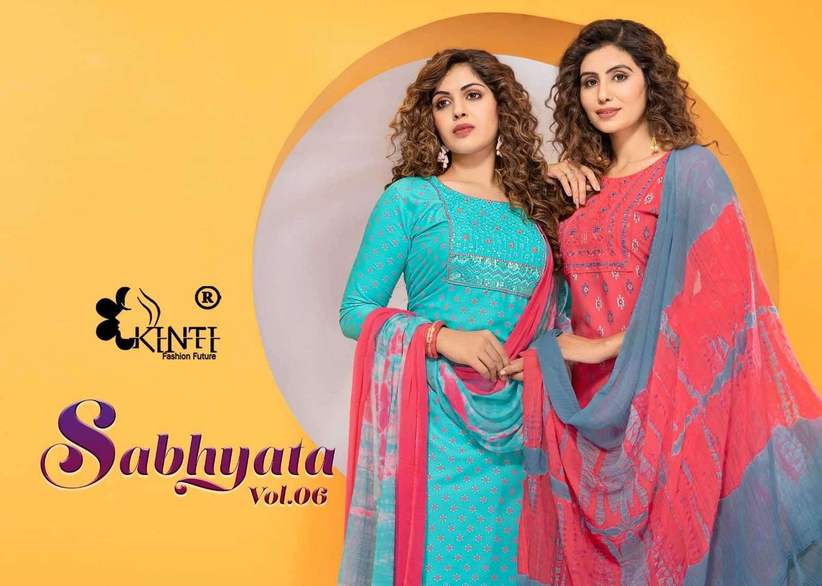 kinti sabhyata vol 6 series 601-606 Heavy Rayon Print suit