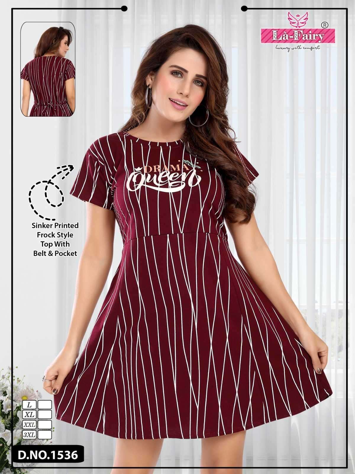 la fairy 1536 Sinker printed Frock style Top 