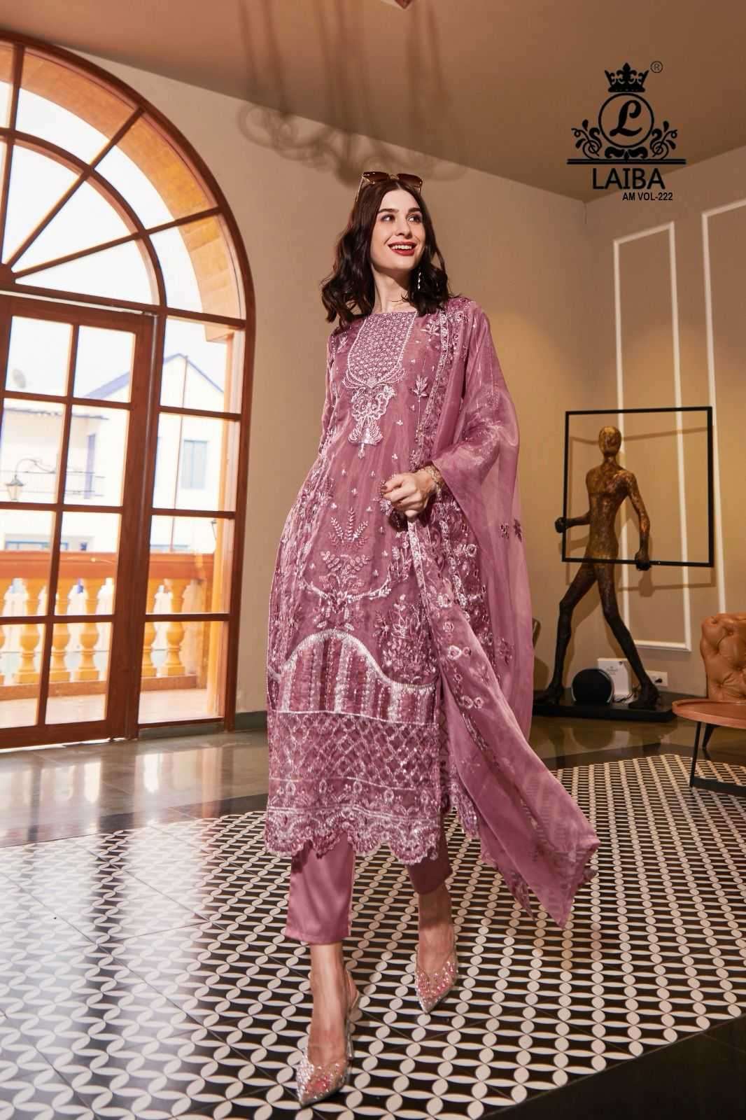 laiba am vol 222 Pure Organza with crepe inner suit