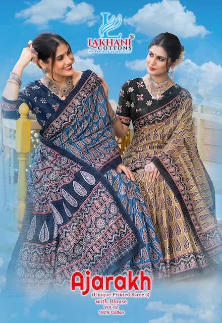 Lakhani Ajarakh Vol-2 series 2001-2020 pure cotton saree