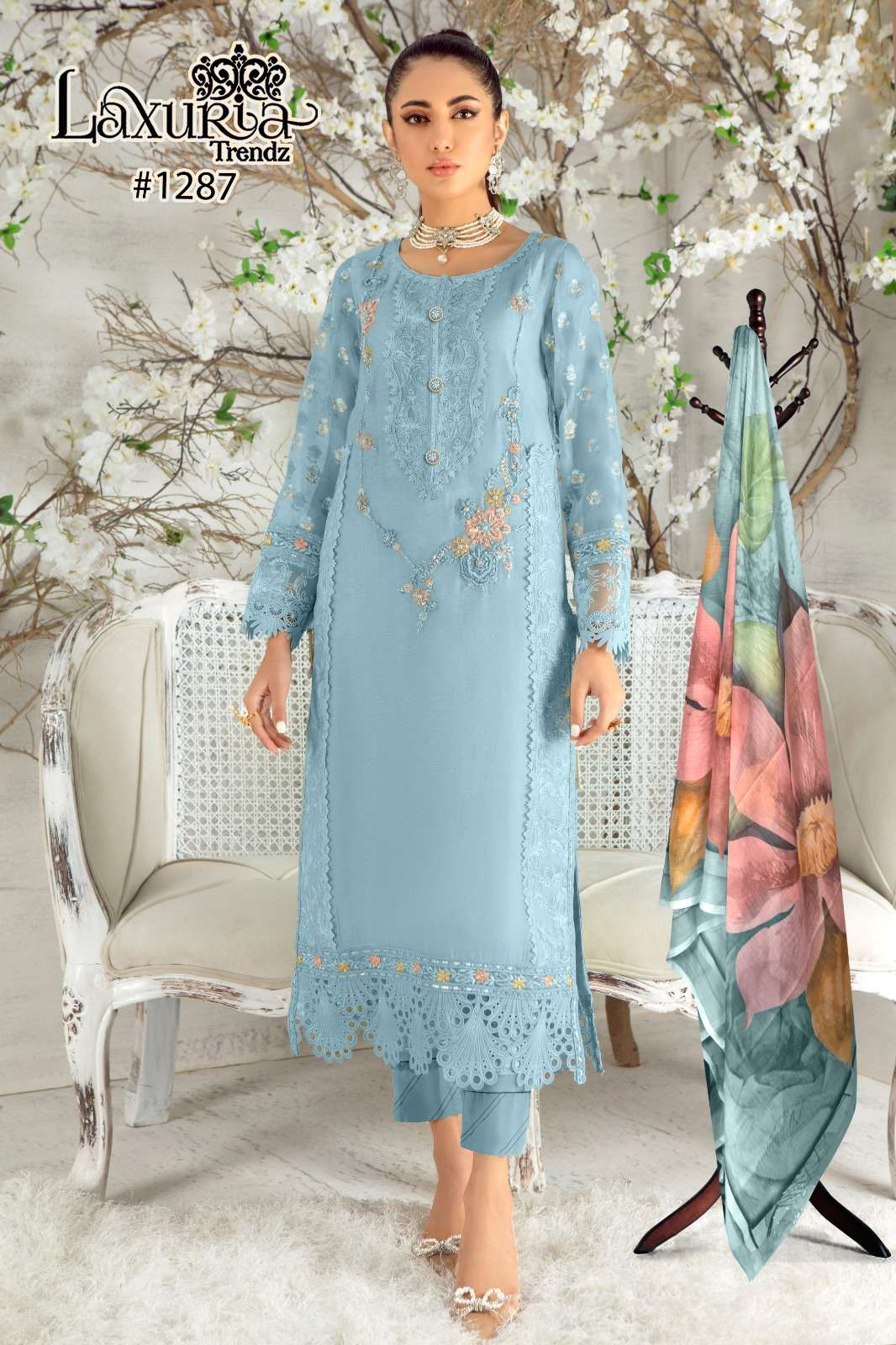 laxuria 1287 designer faux georgette suit 