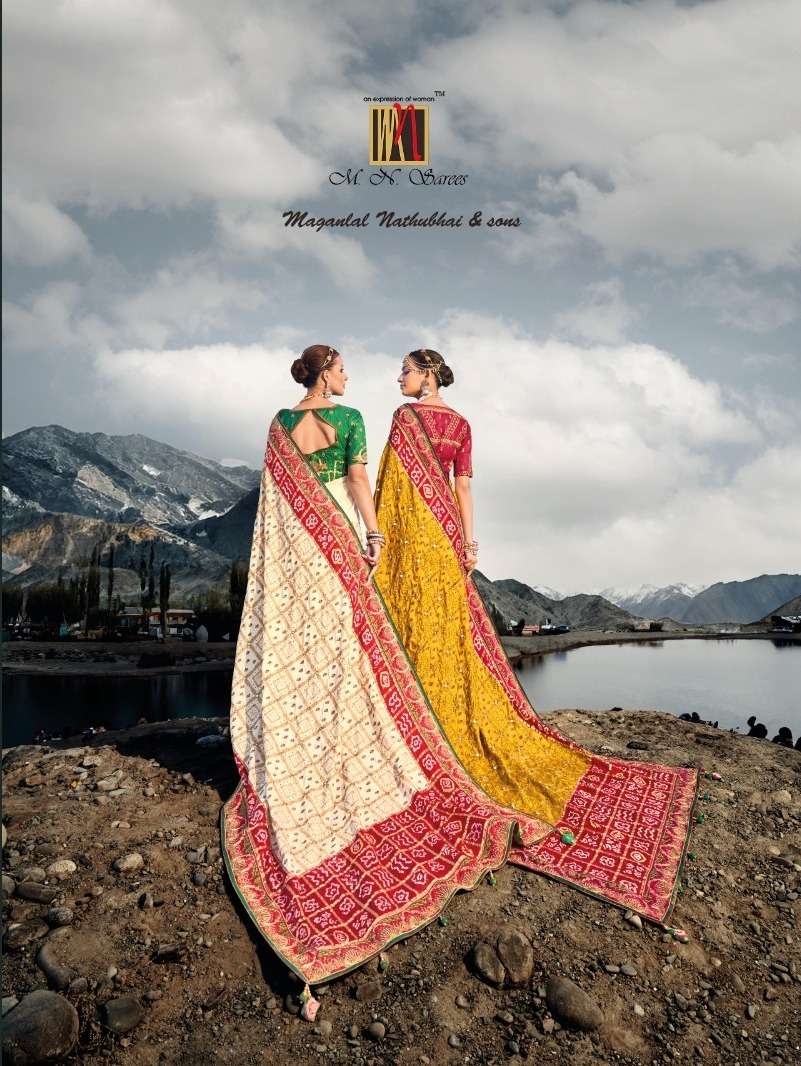 m n saree kacchi bandhej designer pure gaji bandhej satin saree