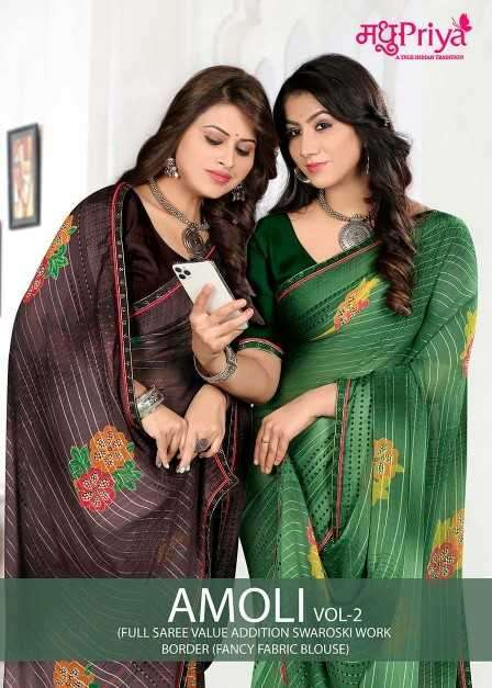 madhupriya amoli vol 2 series 1001-1006 weightless saree