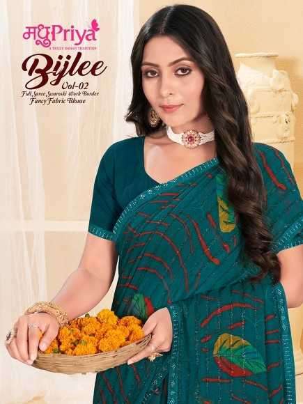 madhupriya bijlee vol 2 series 1001-1008 chiffon saree