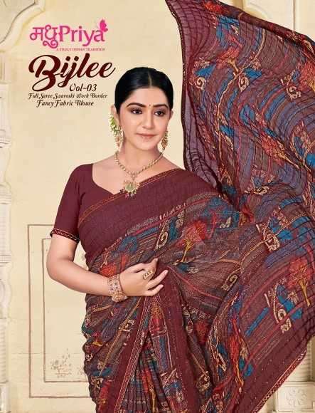 madhupriya bijlee vol 3 series 1001-1008 chiffon saree