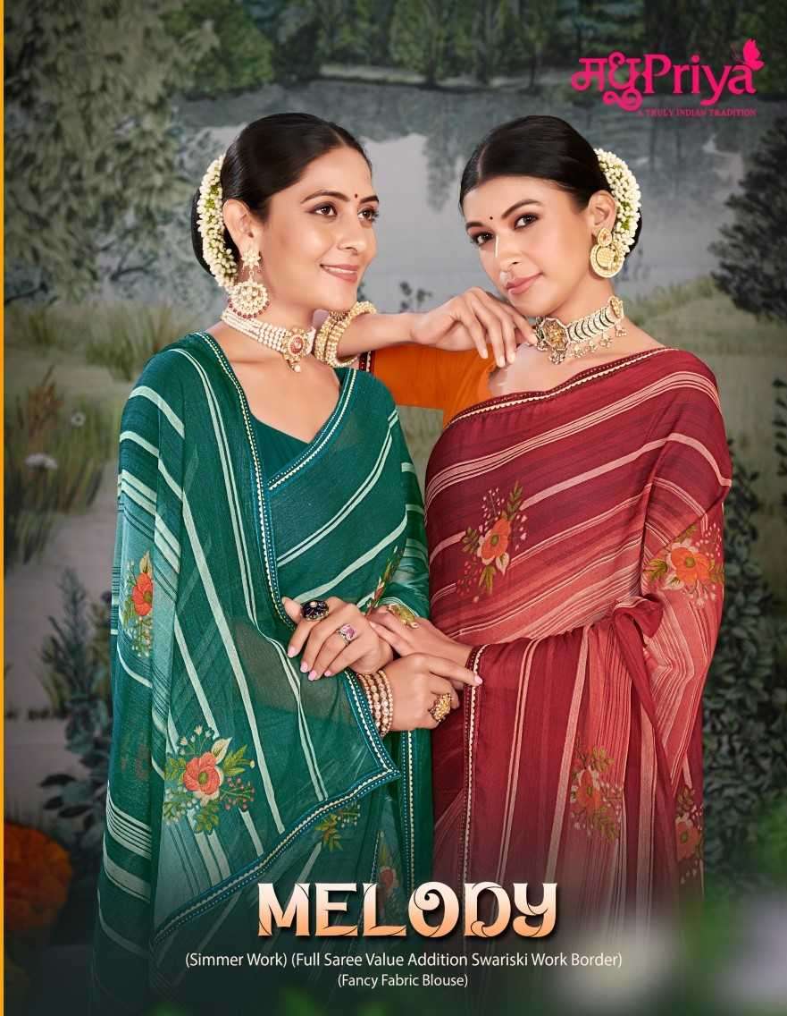 madhupriya melody series 1001-1008 chiffon saree