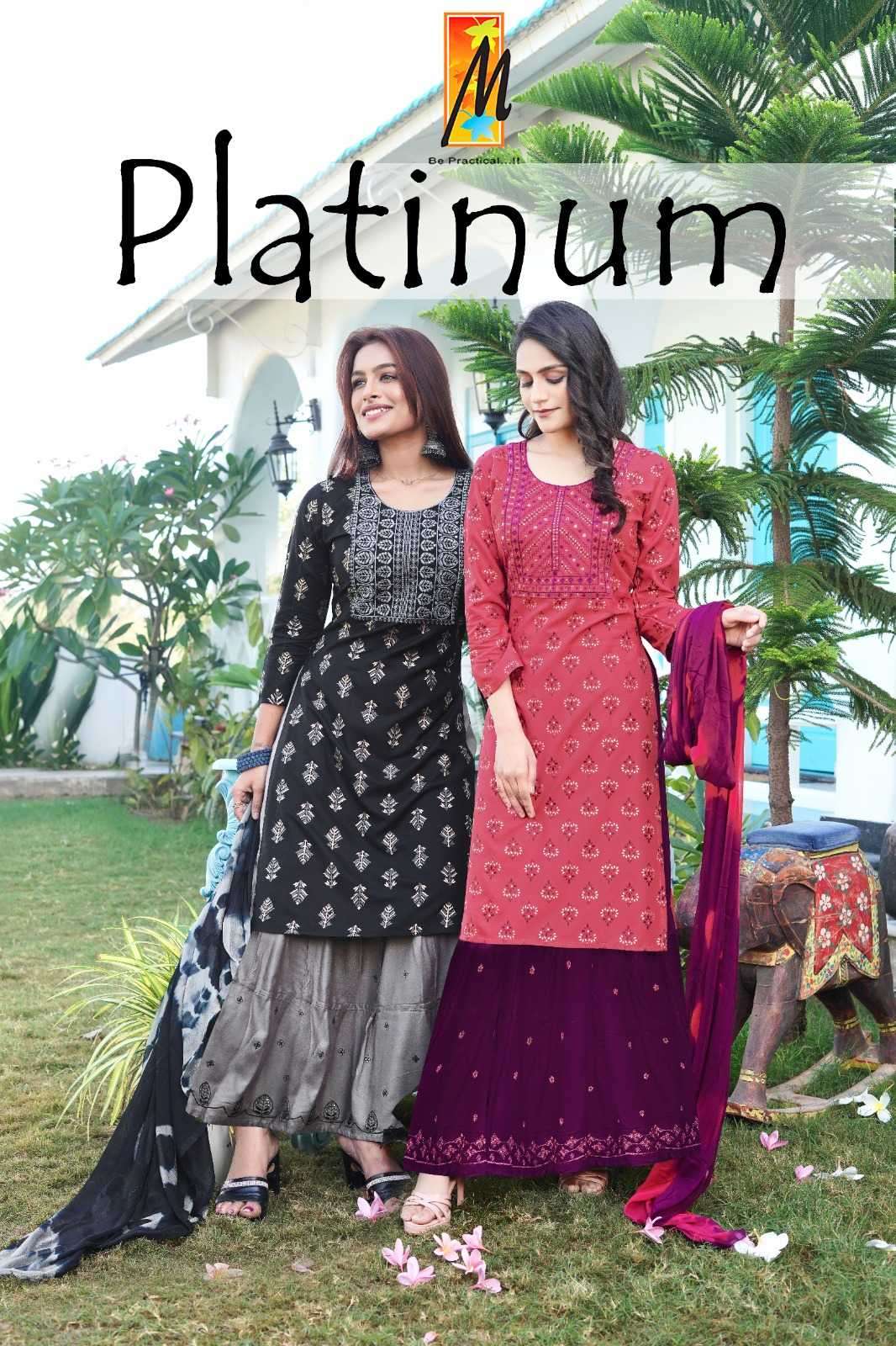 master kurti platinum series 1001-1008 Heavy screen print Reyon suit