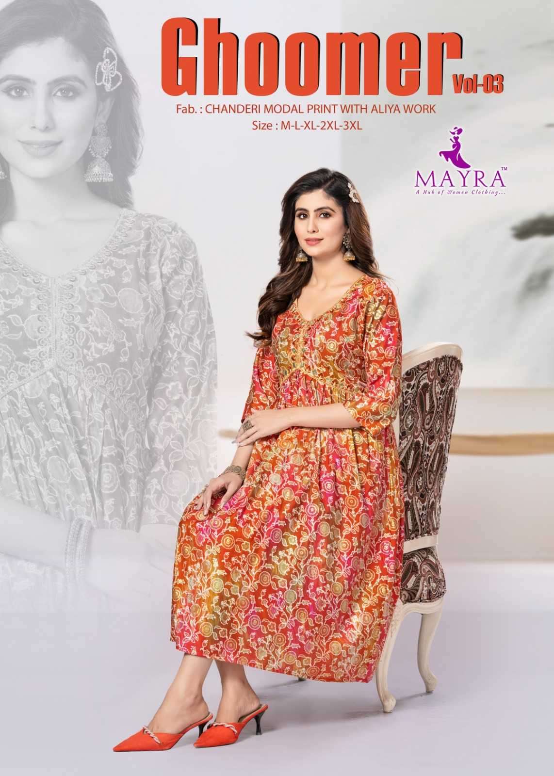 mayra ghoomer vol 3 series 80436-80441 Pure Heavy Chanderi kurti