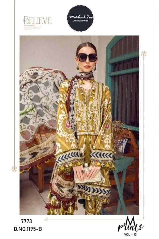 mehboob tex m print vol 13 series 1195 pure cotton suit 