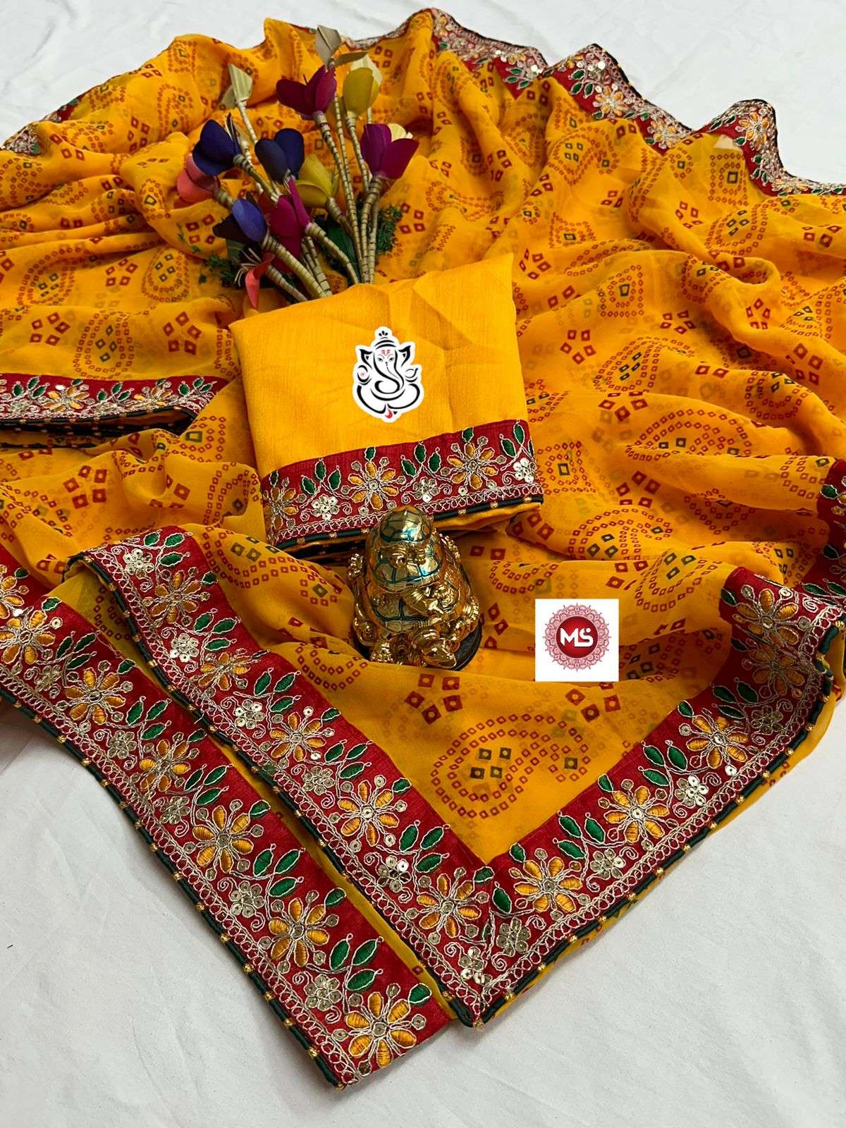 ms brand designer georgette sarees
