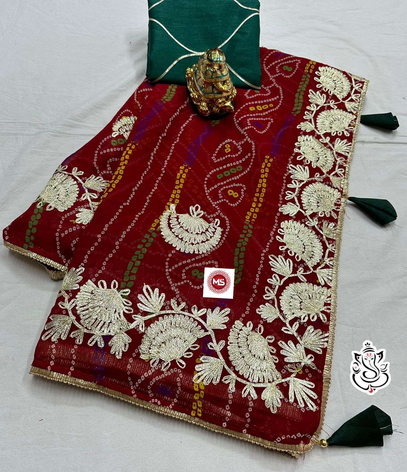 ms hand gotta designer faux georgette saree