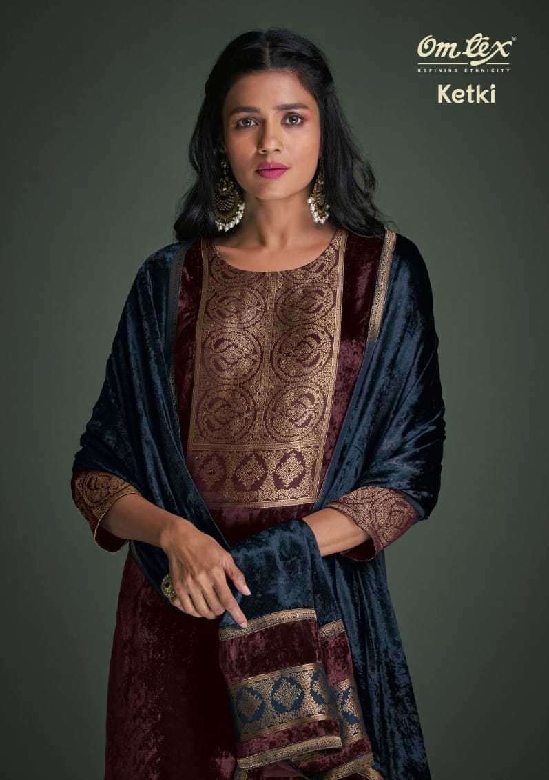 omtex ketki 2921 pure viscose velvet suit 
