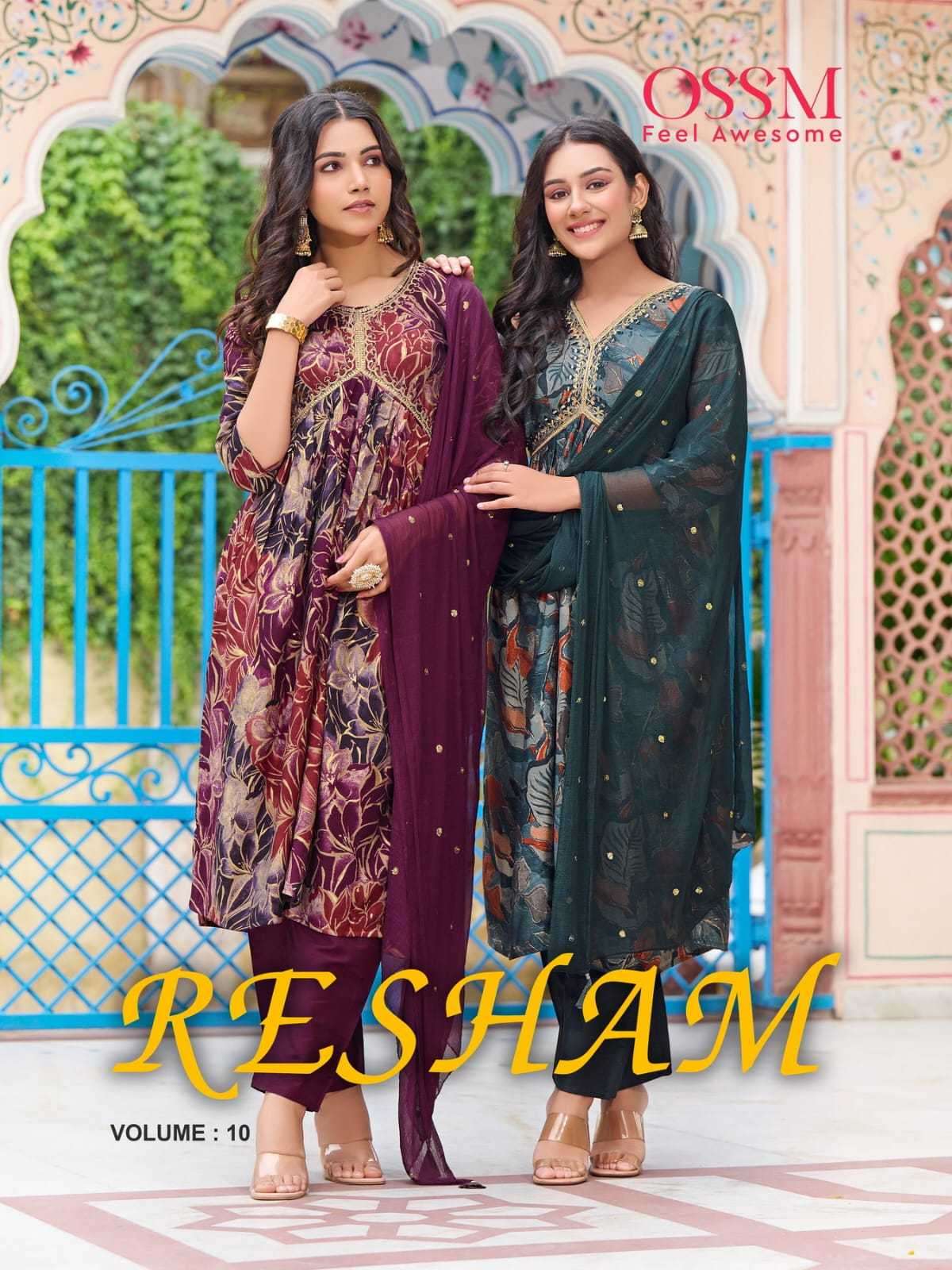 ossm resham vol 10 series 1001-1006 Premium Chanderi readymade suit